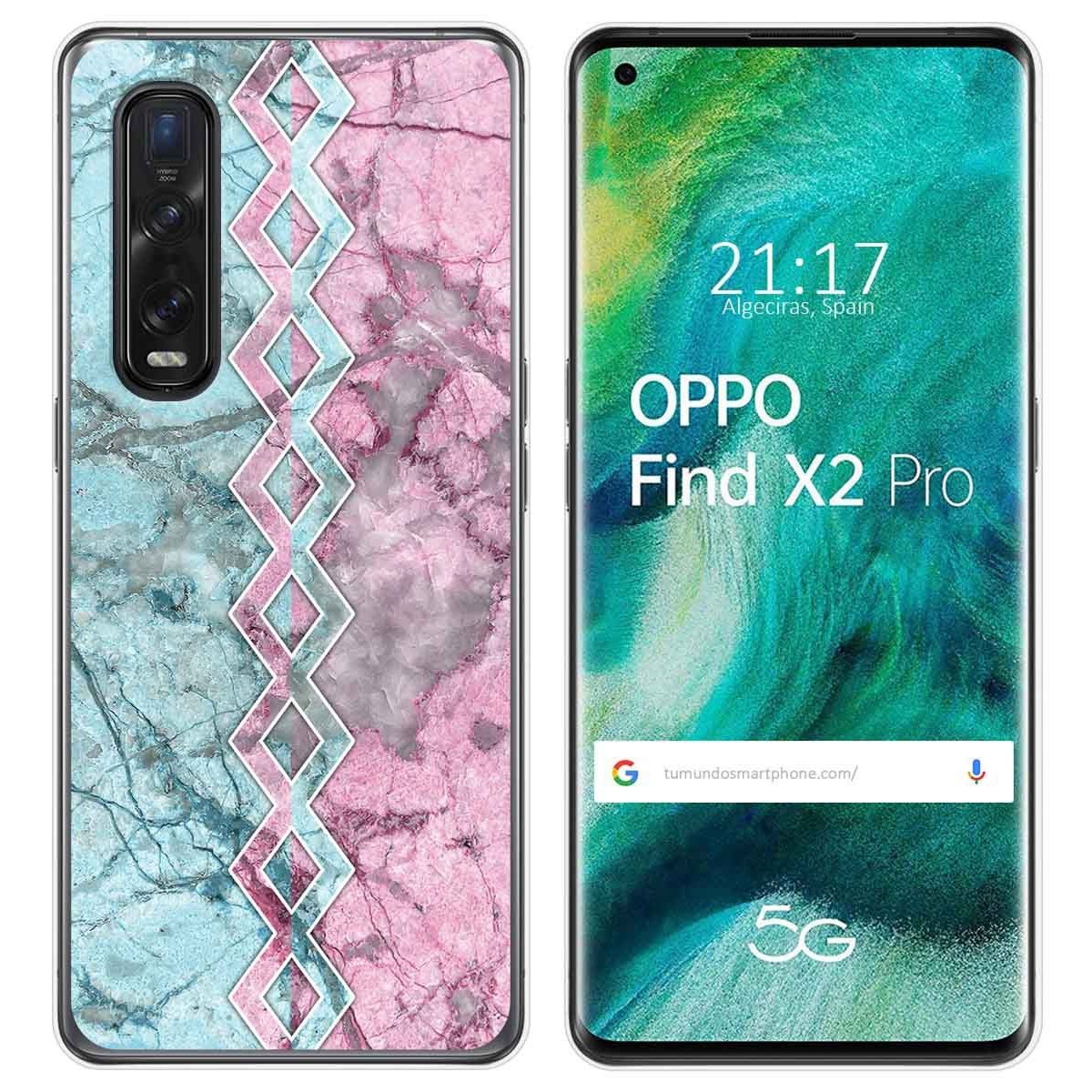 Tumundosmartphone Funda Gel Tpu para Oppo Find X2 Pro diseño Mármol 08 Dibujos