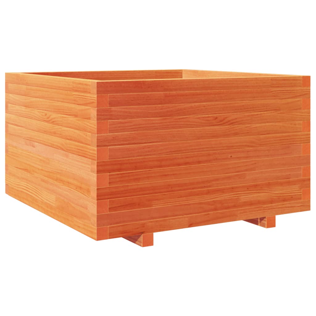 vidaXL Jardinera madera maciza de pino 80x80x49,5 cm Color Pino natural,  Blanco,  Marrón cera y mas