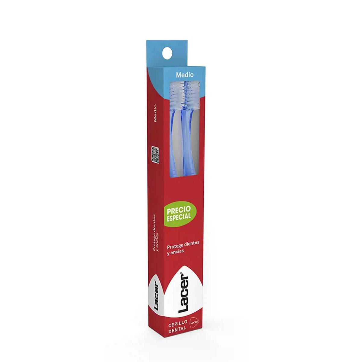 Lacer duplo cepillo dental adulto medio 2 unidades