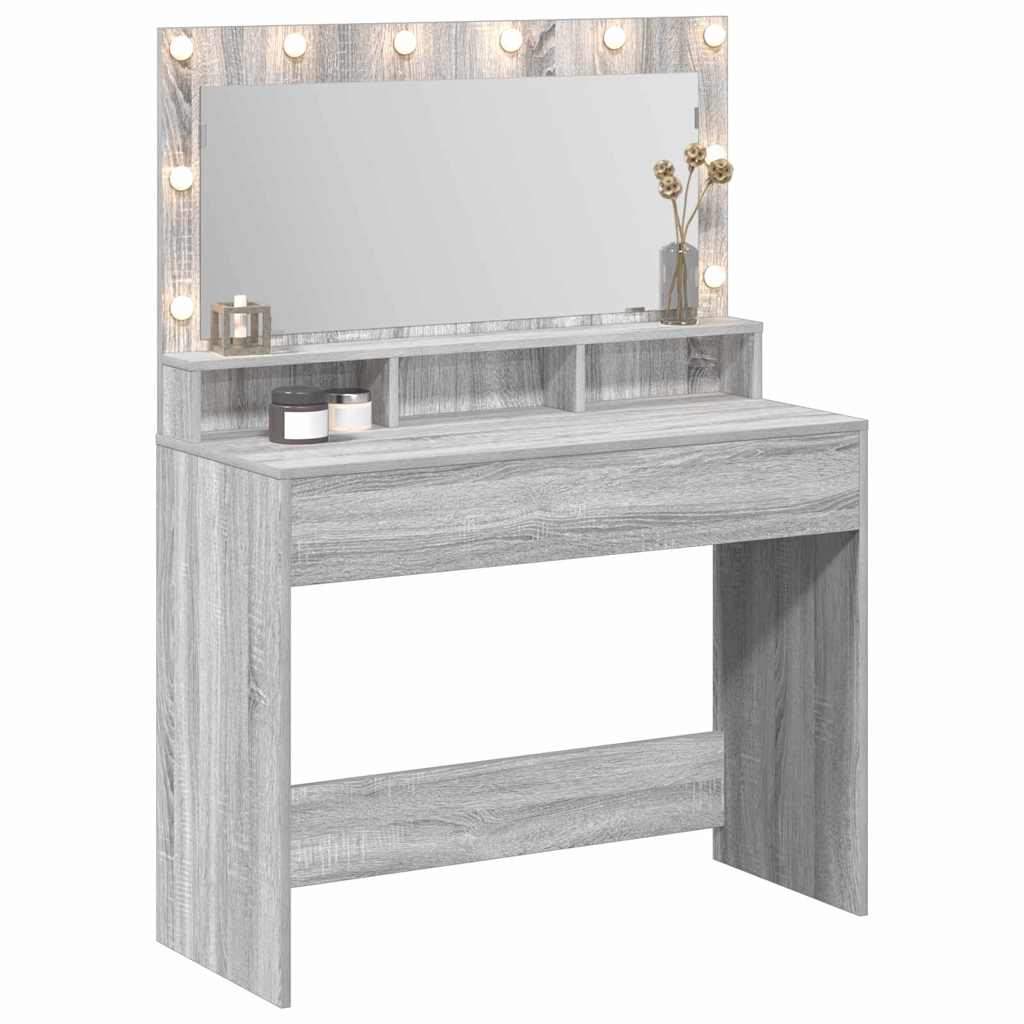 vidaXL Mesa Tocador Gris Sonoma 100 x 41 x 135 cm Madera de ingeniería