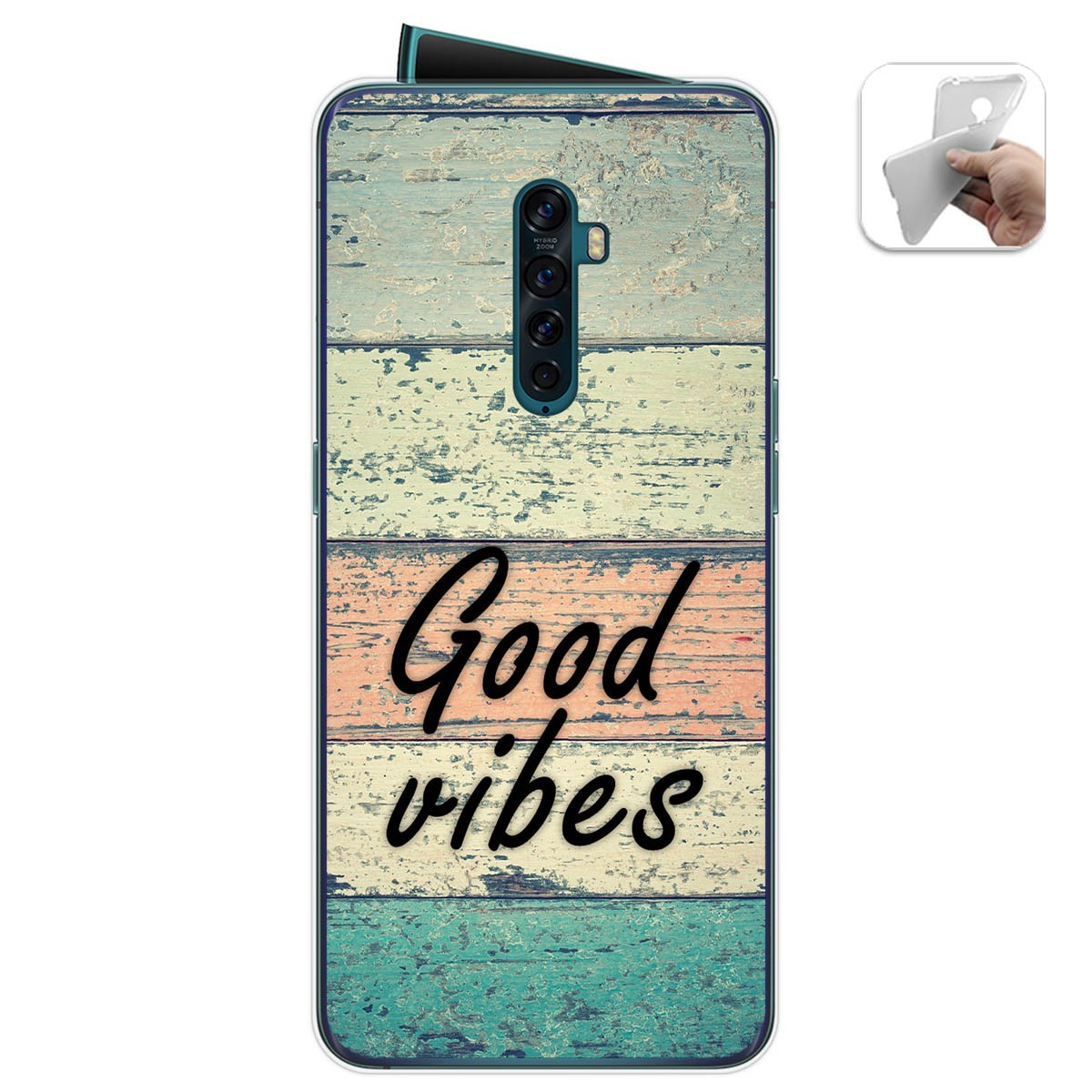 Tumundosmartphone Funda Gel Tpu para Oppo Reno 2 diseño Madera 01 Dibujos