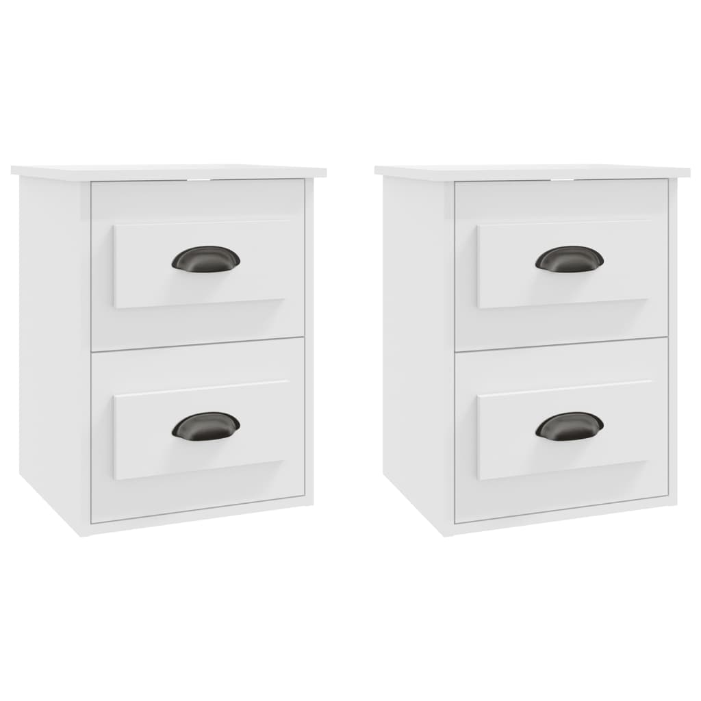 Vidaxl Mesitas de Noche de Pared 2 Unidades 41,5x36x53 Cm - Blanco/Negro