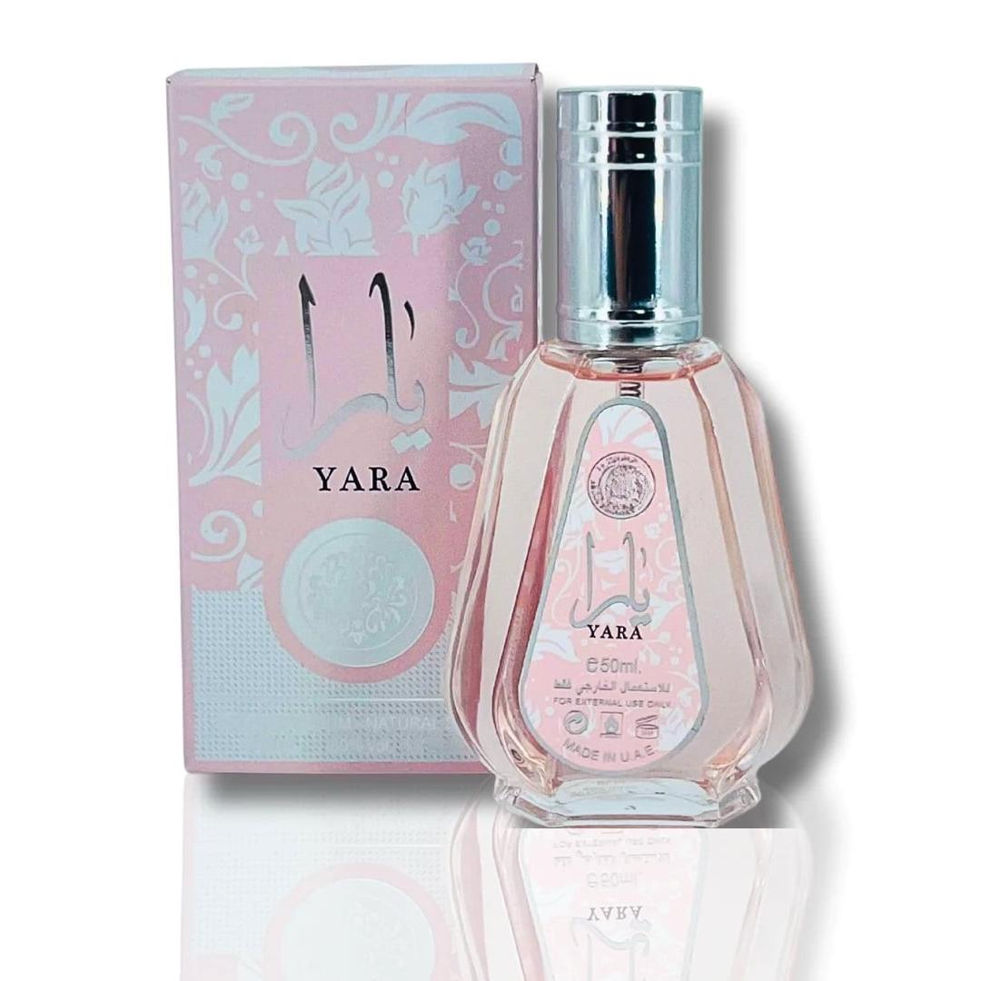 Perfume arabe Yara formato bolso 50 ml. Marca Sultan el Waha. Fragancia exotica. olor duradero, top tendencias economica, olor dulce jazmin vainilla. Lattafa Perfume Yara Vainilla, sándalo, almizcle - Eau de Parfum Natural mujer -50 ml-1.7 Fl.Oz LATTAFA.