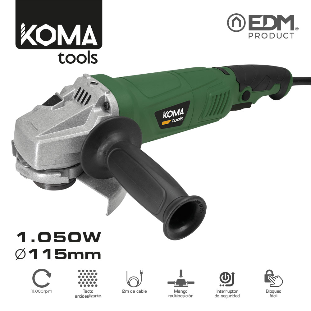Edm Amoladora Eléctrica 1050w ø115mm Koma Tools - Herramientas Eléctricas