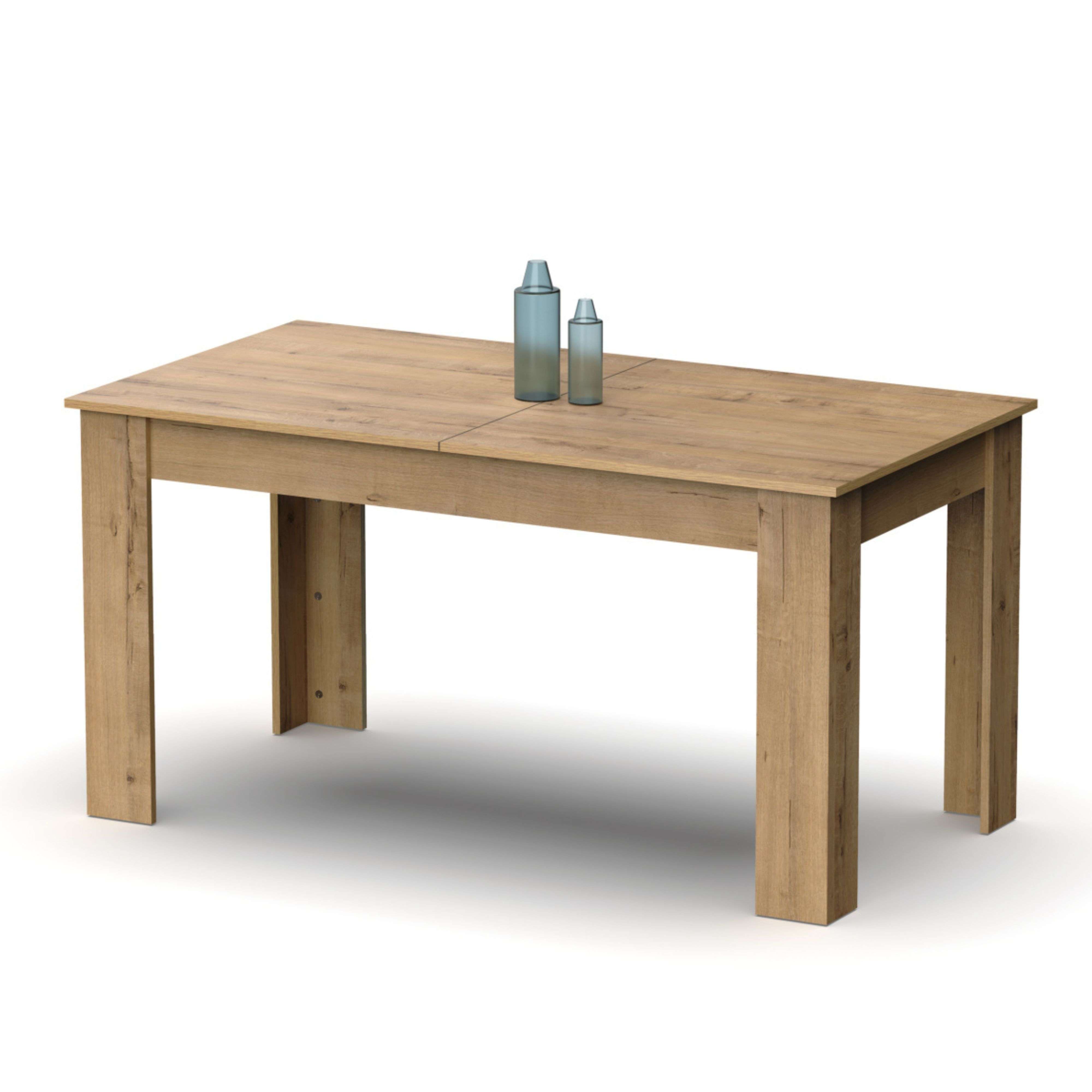 Miroytengo Mesa de Salón Comedor extensible Color Roble Gold 140-195x80x77 cm