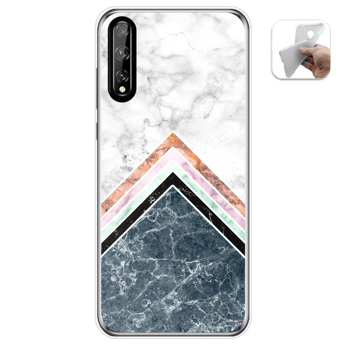 Tumundosmartphone Funda Gel Tpu para Huawei P Smart S / Y8p diseño Mármol 05 Dibujos