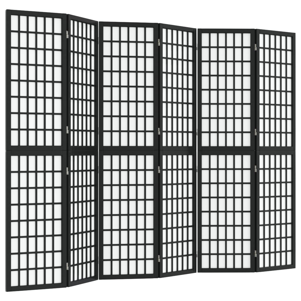 vidaXL Biombo plegable con 6 paneles estilo japonés negro 240x170 cm