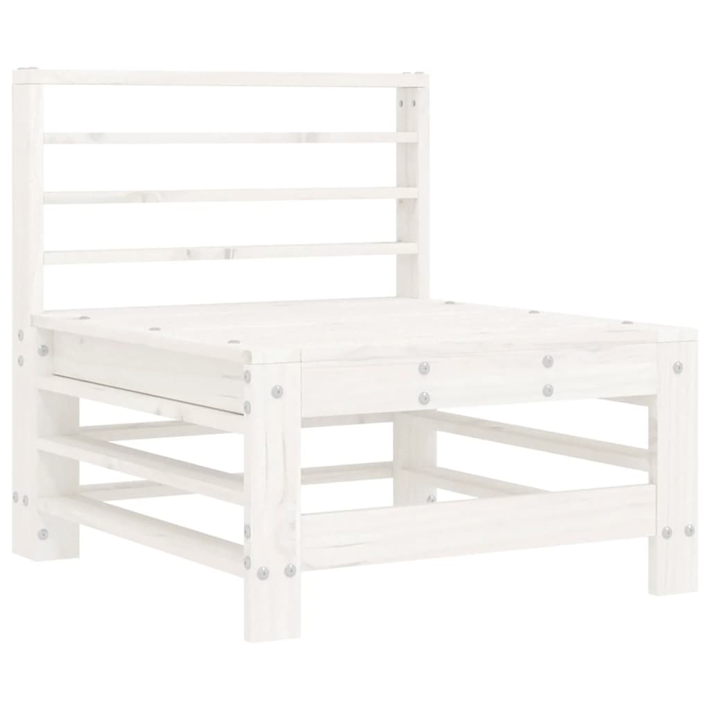 vidaXL Sofá central con cojines madera maciza de pino blanco