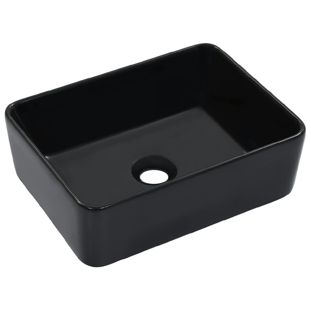 Lavabo Vidaxl Rectangular Cerámica Negro 40x30x13 Cm