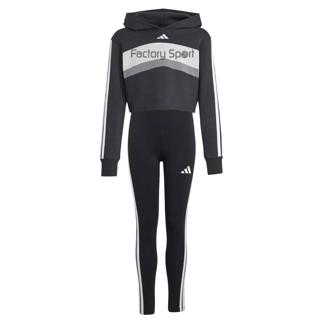 ADIDAS JG 3S TIB FL ST CHANDAL MALLA NEGRO/BLANCO/GRIS PARA NIÑA