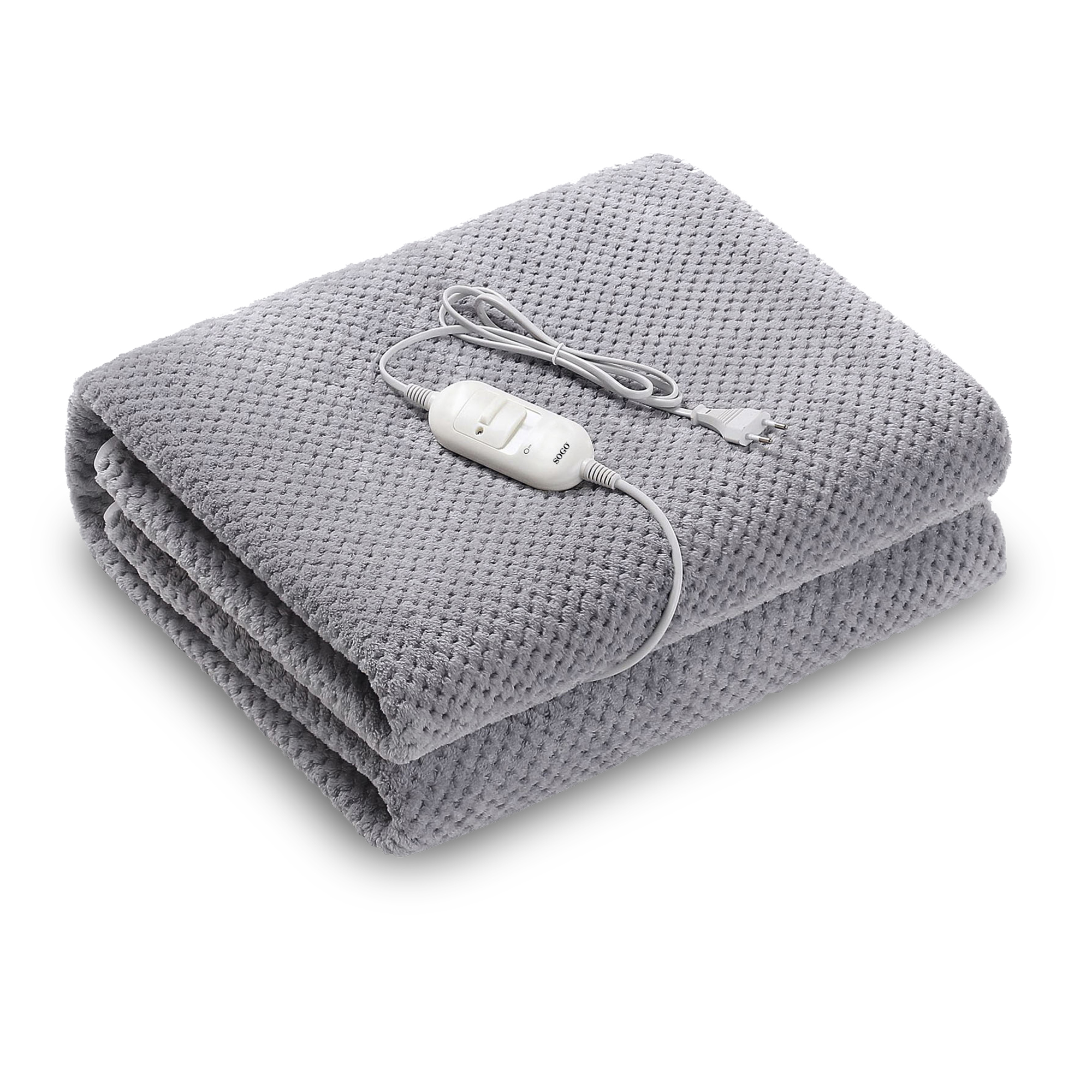 Manta Eléctrica Polar Fleece Sogo - Xl- 150 X 80 Cm - 60W-Color Gris