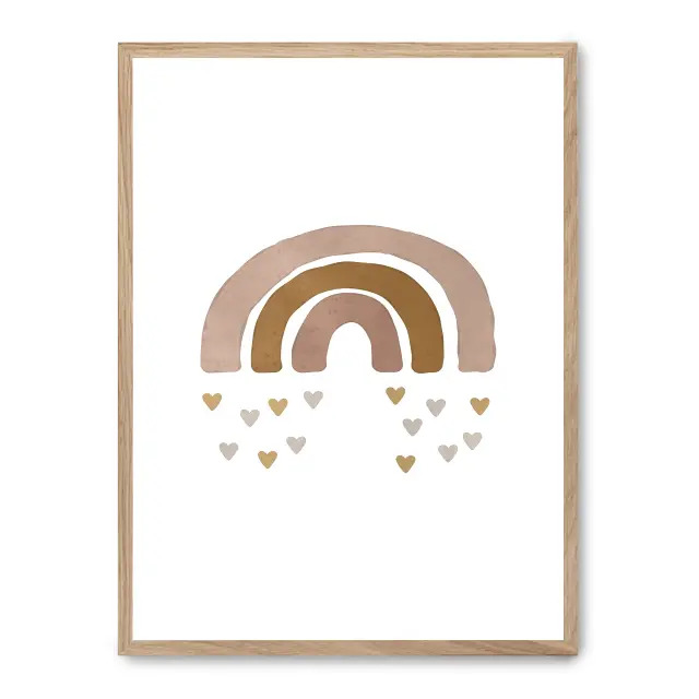 Cuadro rainbow ii 30x40cm, Póster impreso en papel de primera calidad de 180gr, montado sobre marco de madera MDF acabado roble., Infantil - Bebé