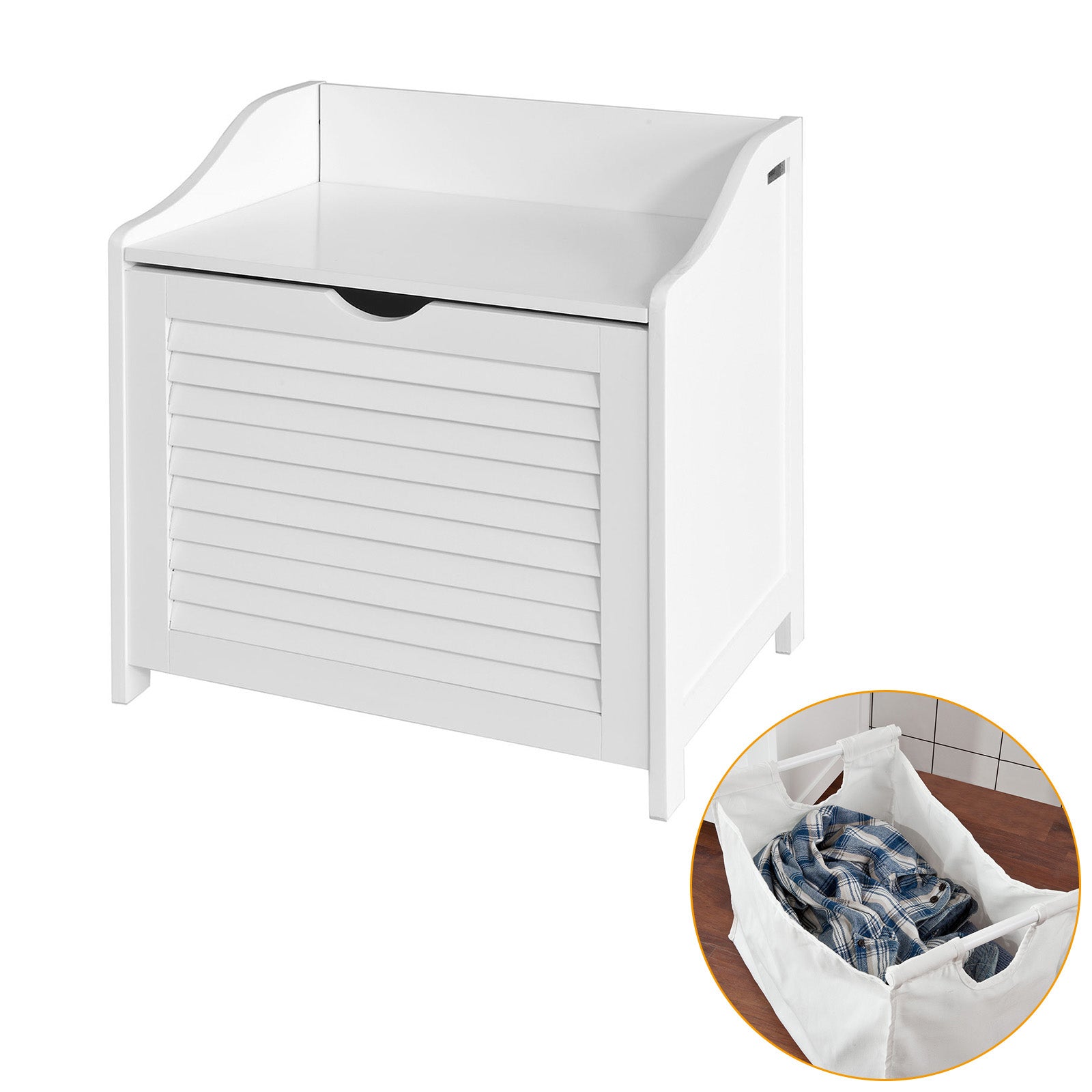 SoBuy FSR40-W,Cesto para la Colada,Canasto para la Ropa Sucia con un Saco,Blanco,ES