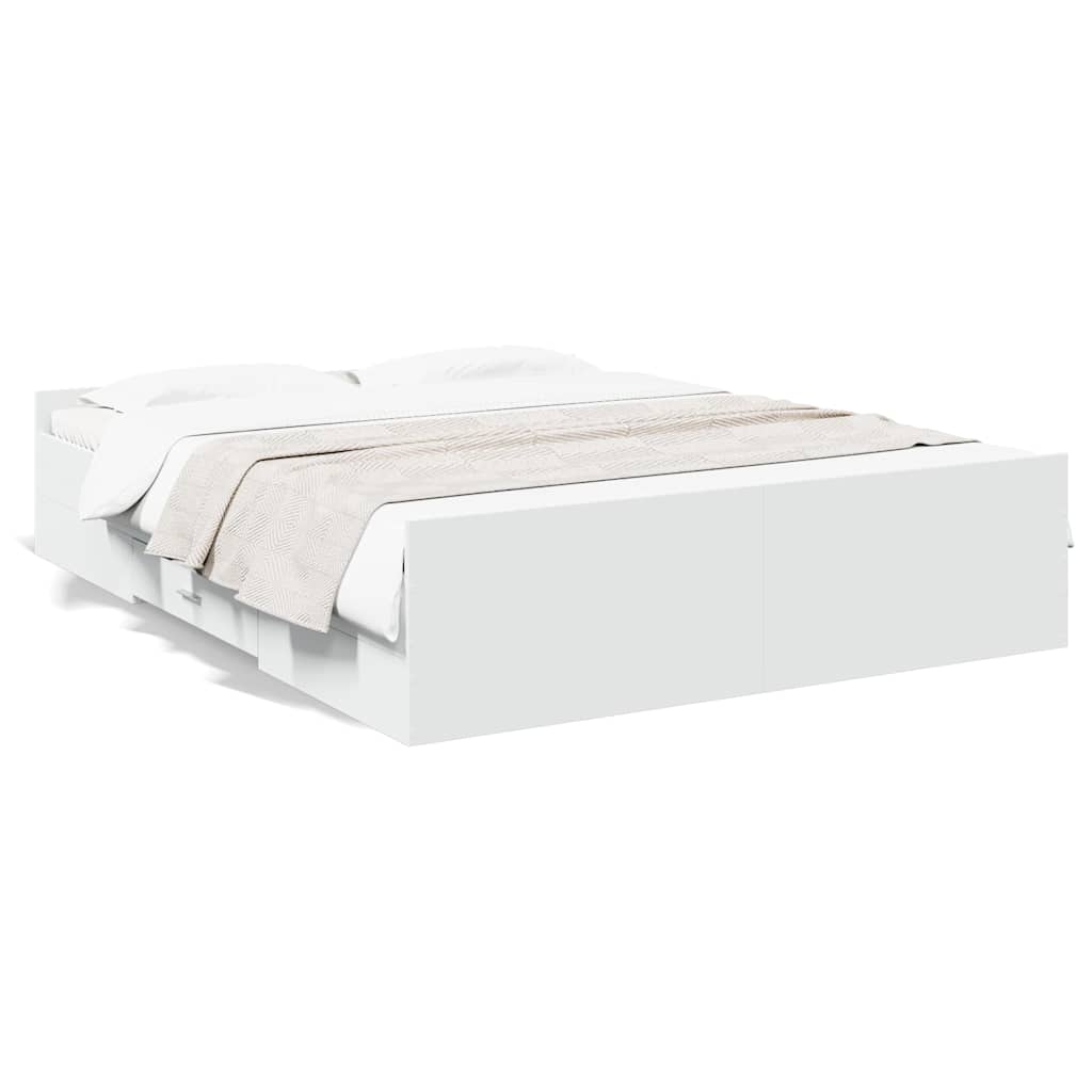 vidaXL Estructura cama con cajones madera ingeniería blanca 160x200 cm