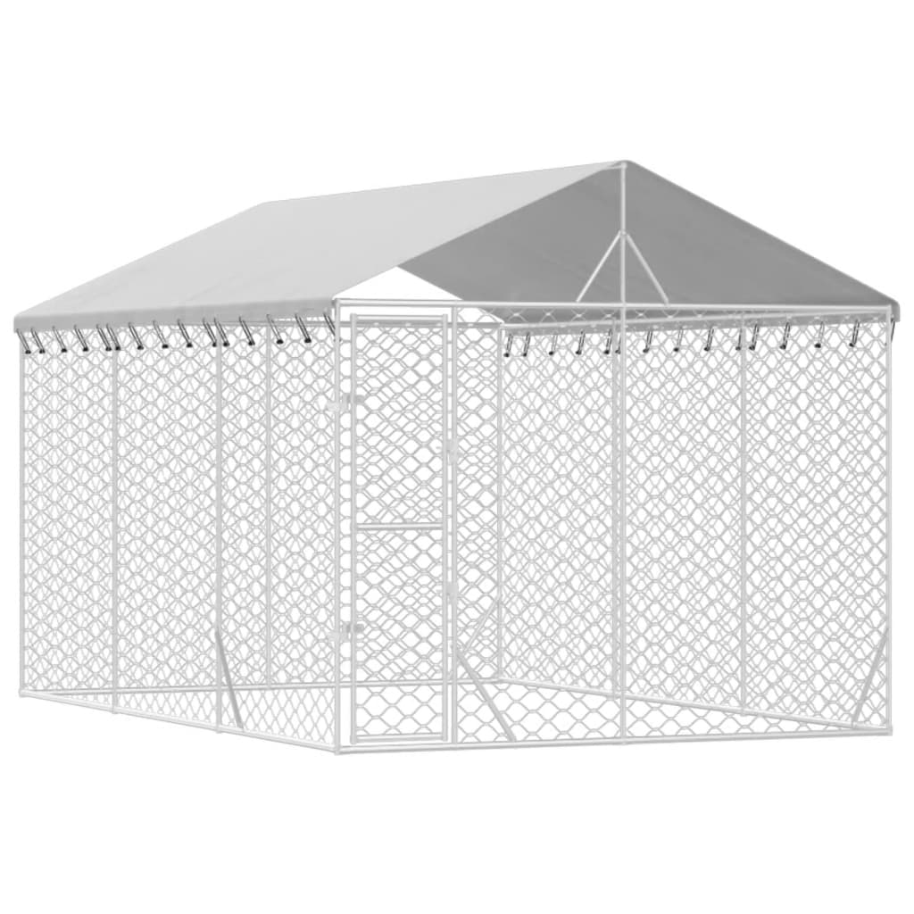 vidaXL Perrera de exterior con techo acero galvanizado plata Dimensiones 3 x 1.5 x 2.5 m, 3 x 3 x 2.5 m, 3 x 4.5 x 2.5 m