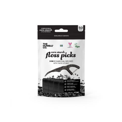 Hilo dental con mango menta-carbón 1 unidad Humble Brush