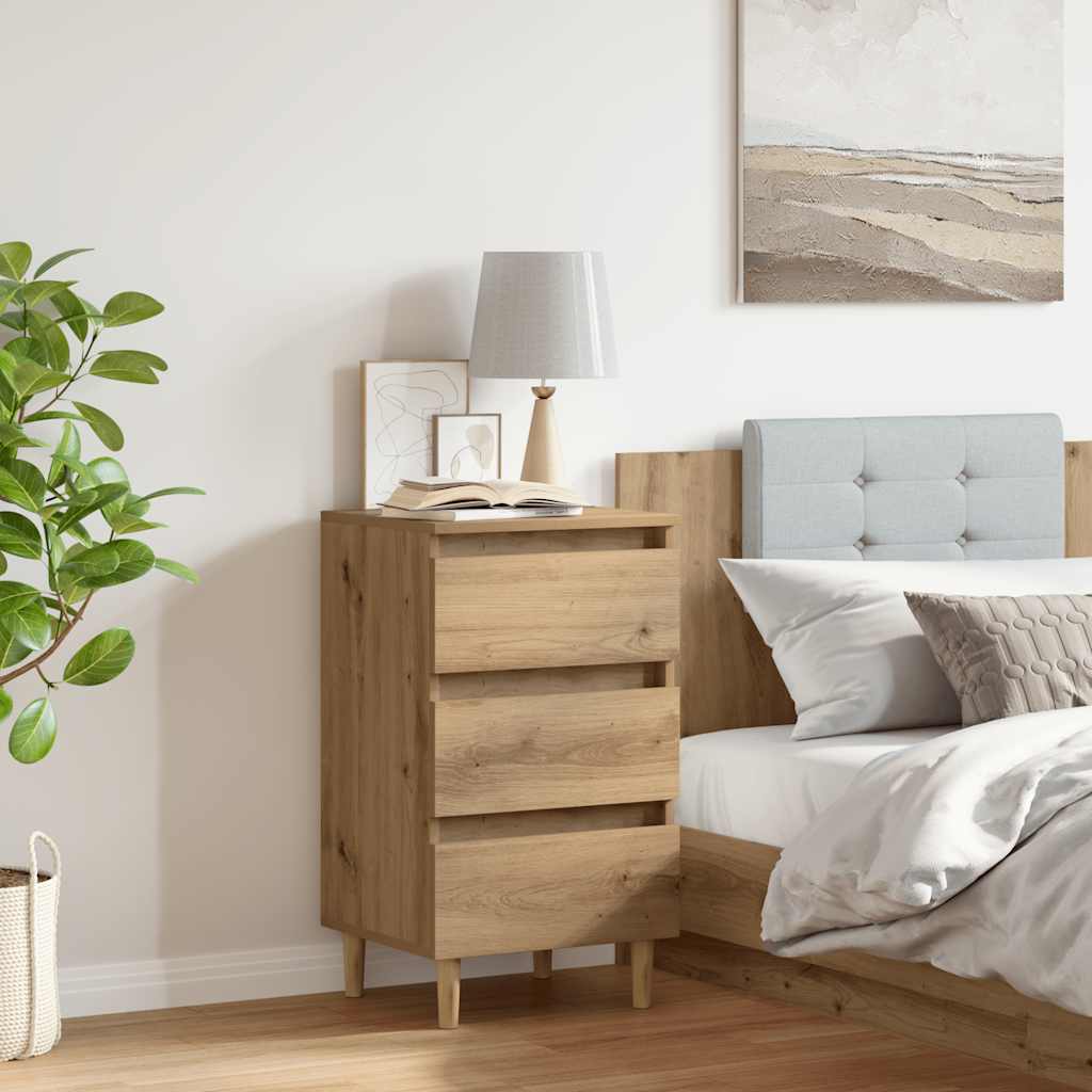 vidaXL Mesita de noche madera de ingeniería 40x35x69 cm en color Roble artisan/Madera antigua | estructura resistente ideal para salón dormitorio o estudio