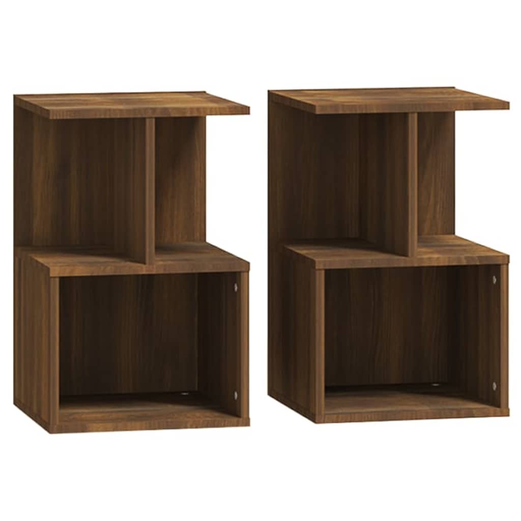 vidaXL Mesitas noche 2uds madera contrachapada madera vieja 35x35x55cm en color Madera antigua/Roble artisan/Marrón roble y más | estructura resistente ideal para salón dormitorio o estudio