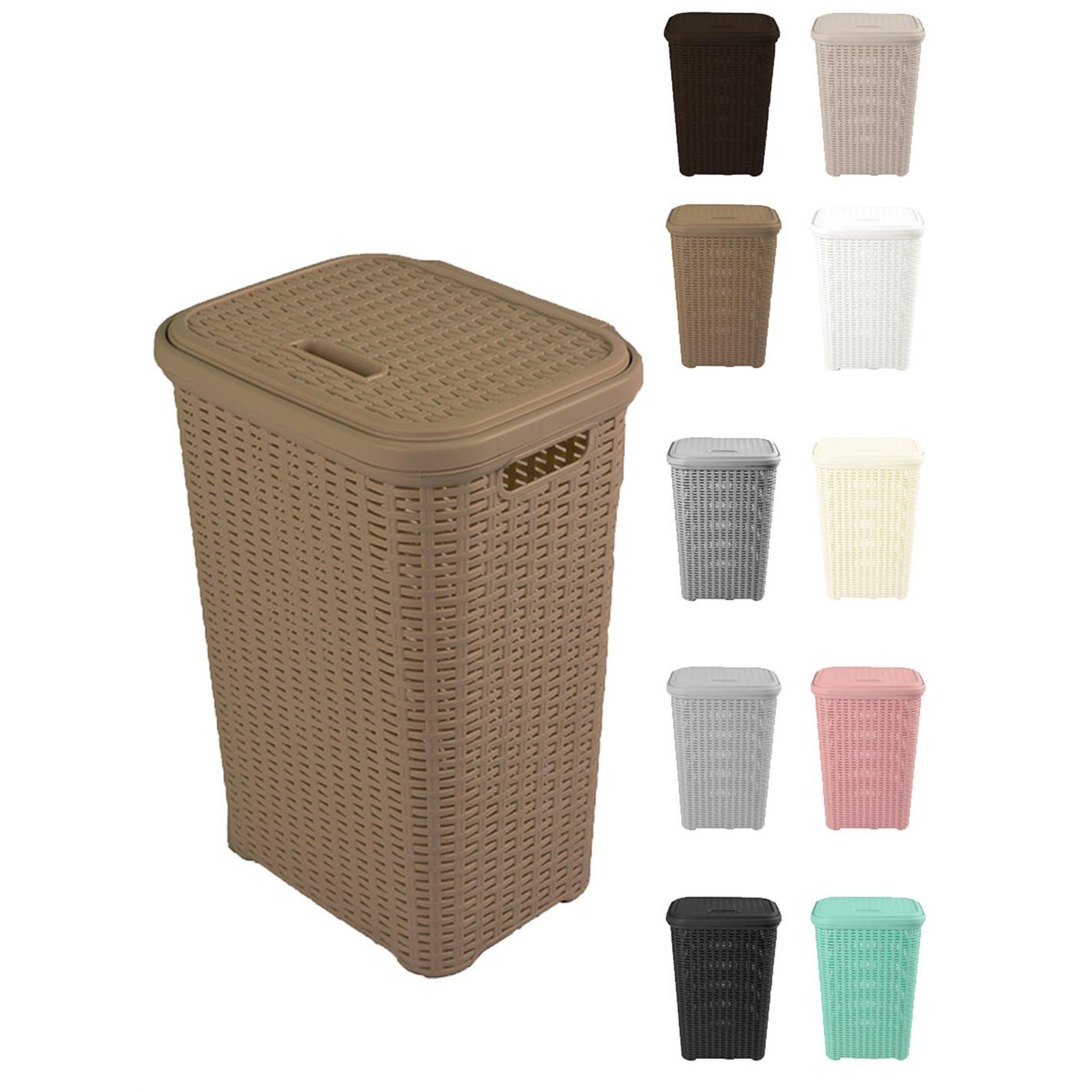 JARDIN202 - Pongotodo Diseño Rattan para Colada 60L - Cesto Para la Ropa Sucia