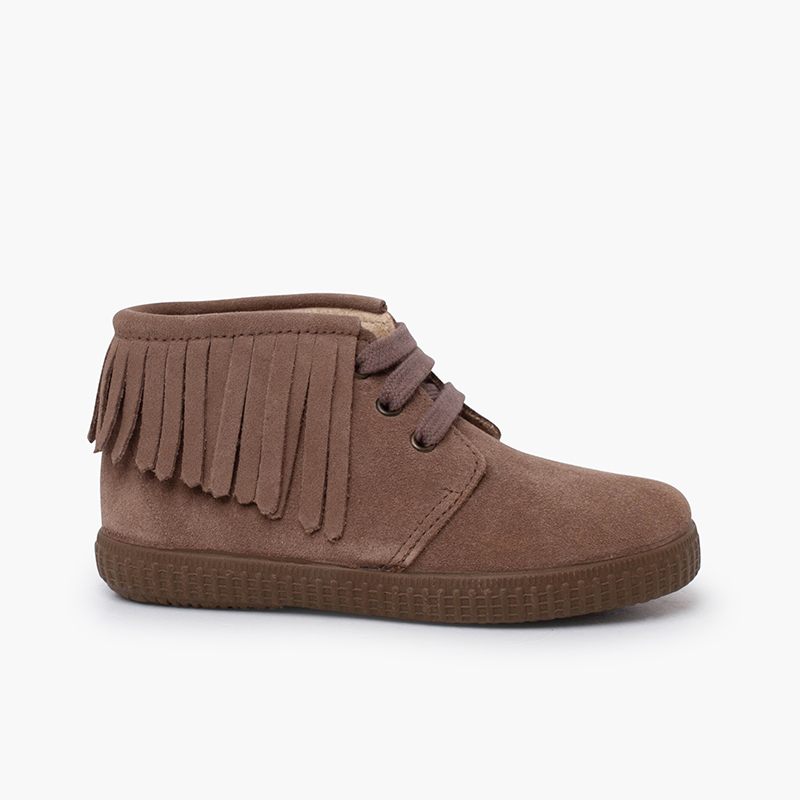 Pisamonas Botas niños serraje flecos puntera redonda