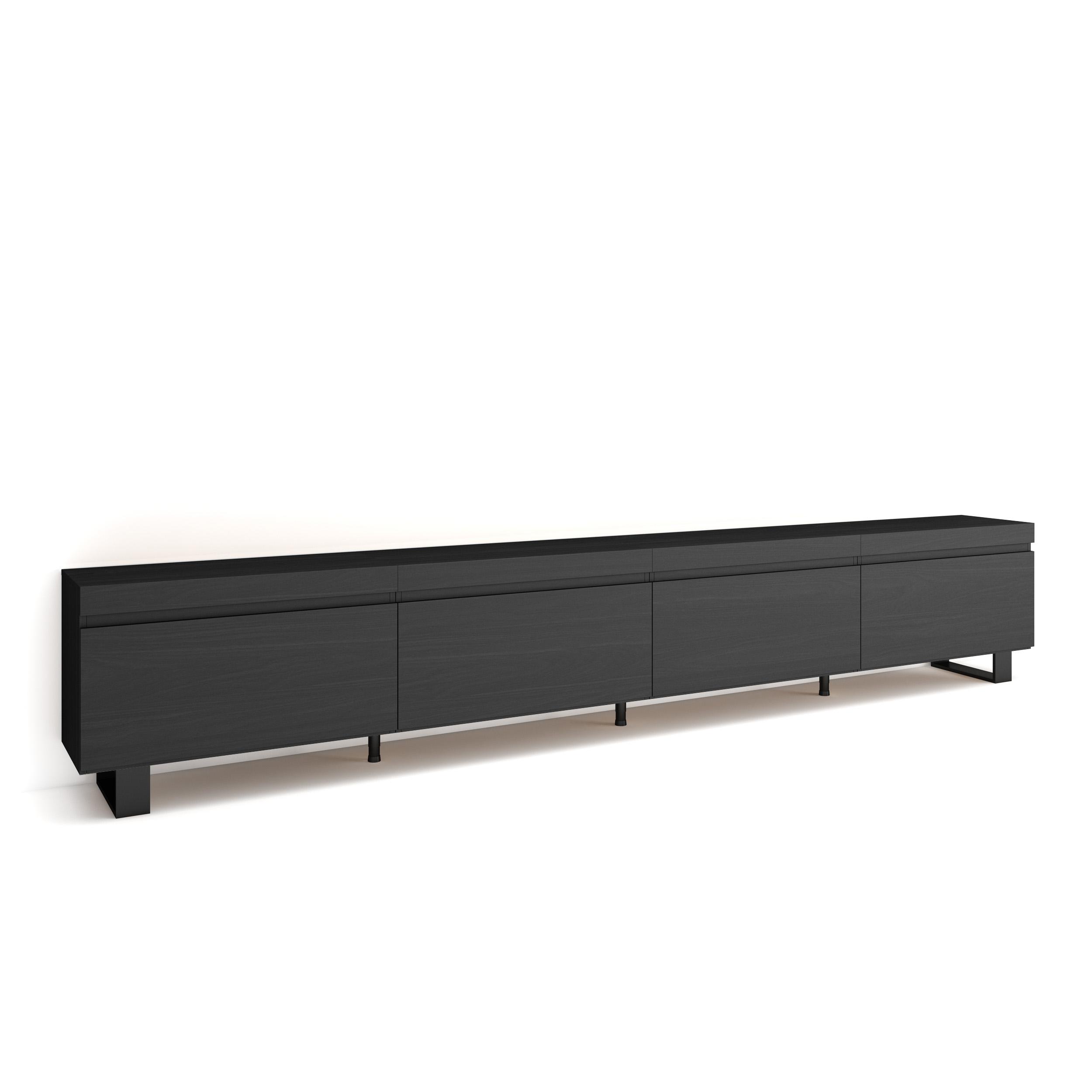 Skraut Home, Mueble TV, Televisión, Muebles de salón con cuatro puertas y gran espacio de almacenaje, medidas 320x35x57cm