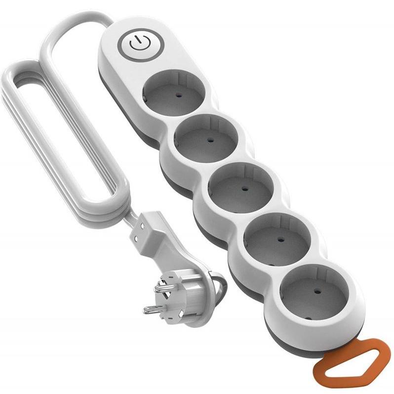 Regleta múltiple con interruptor y protección contra sobretensiones, 4 tomas, 1,5 m - ideal para oficina y hogar
