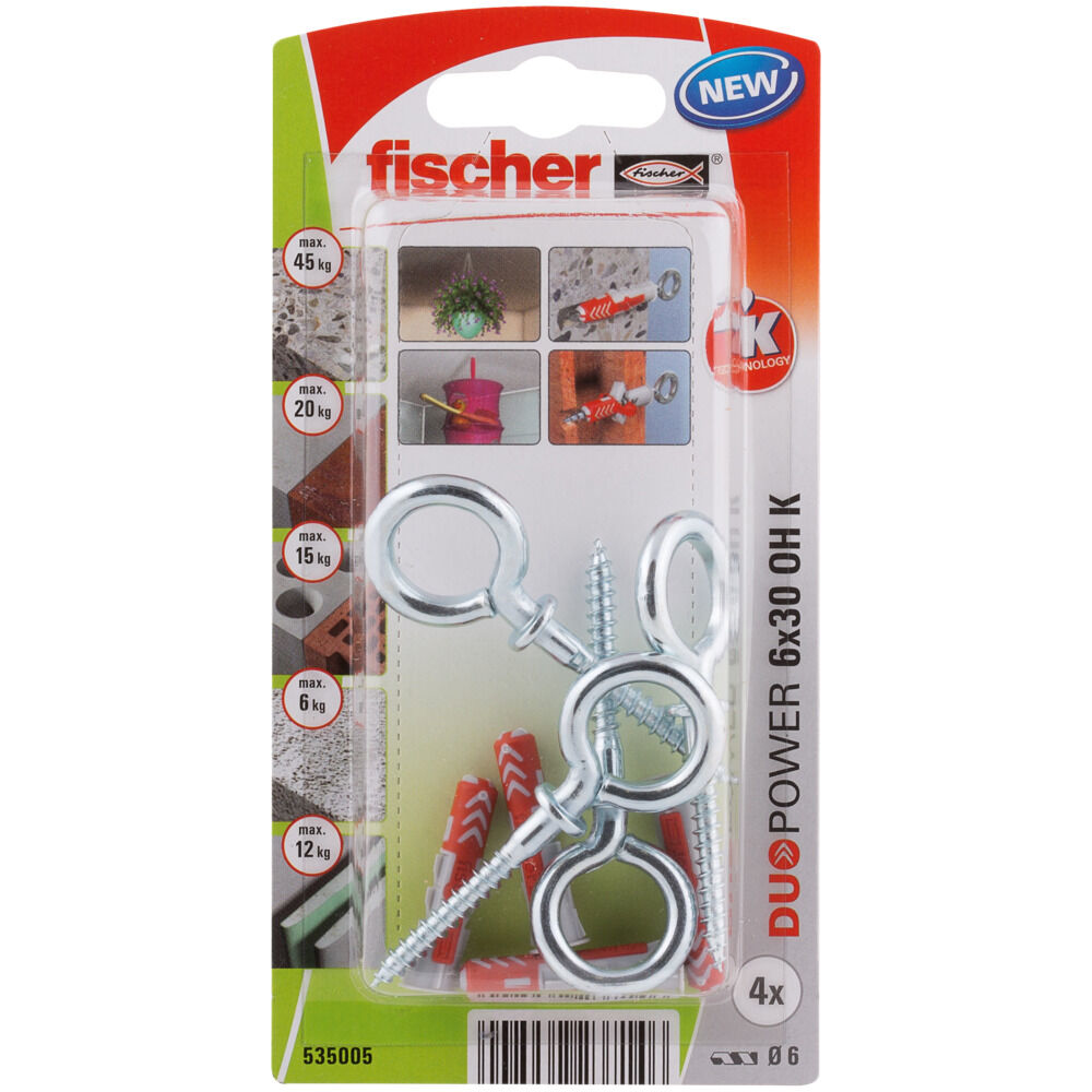 Fischer 535005   Anchor screw and plug 4 pc(s) wall socket and screw set 30 mm