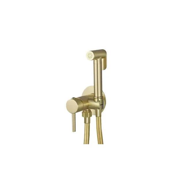VALAZ Guadiana Grifo de bidet empotrado fabricado en latón y acero inoxidable de color dorado cepillado