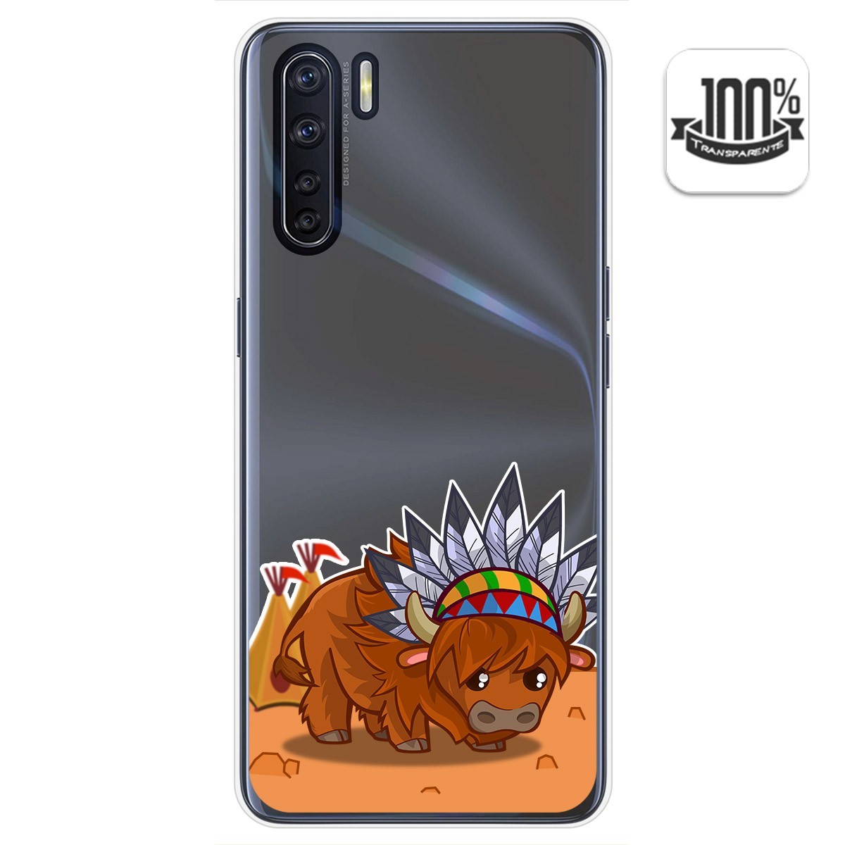 Tumundosmartphone Funda Gel Transparente para Oppo A91 diseño Bufalo Dibujos