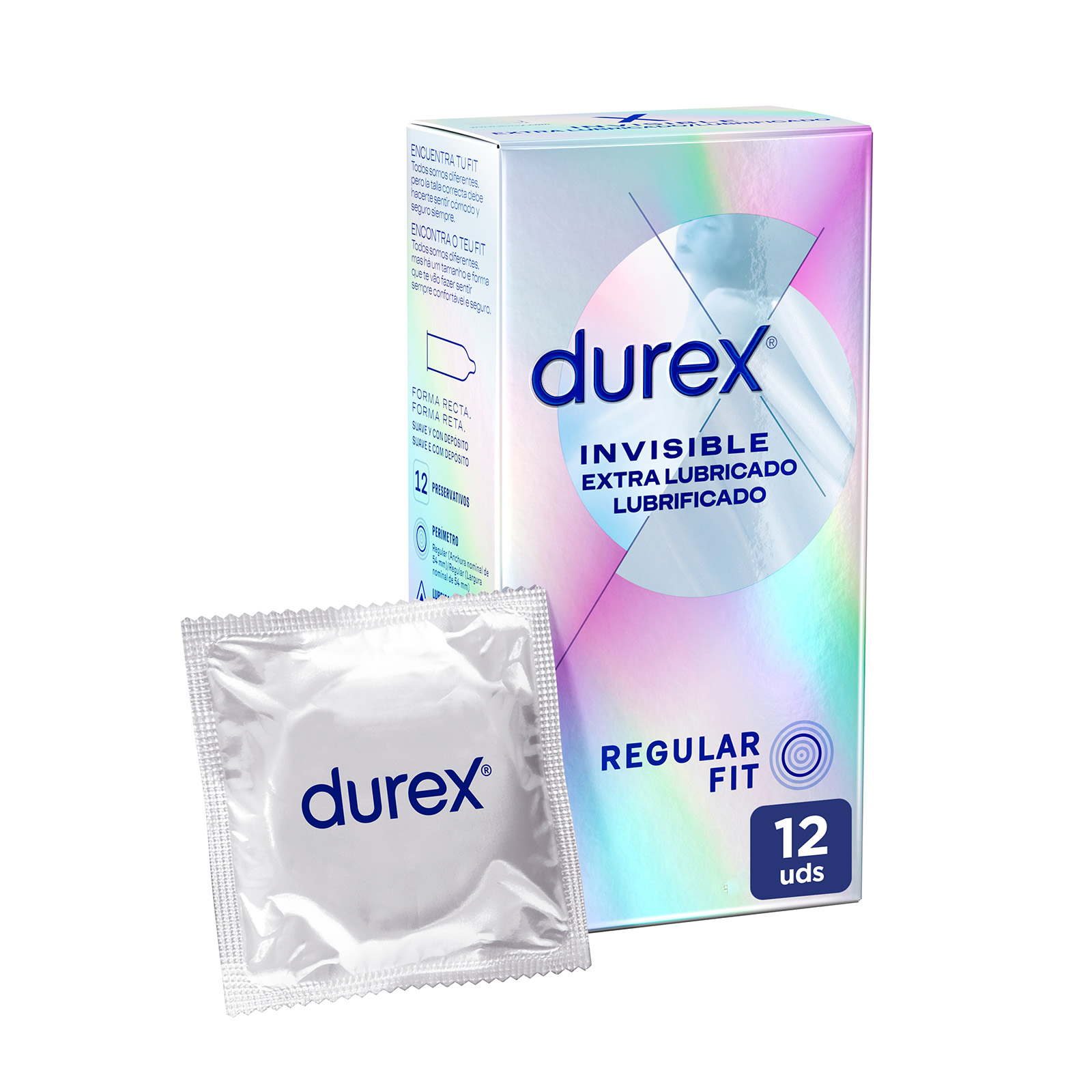 Durex - Durex - Preservativos Invisible Extra Lubricado para Mayor Sensación Packs 12 condones para un sexo seguro