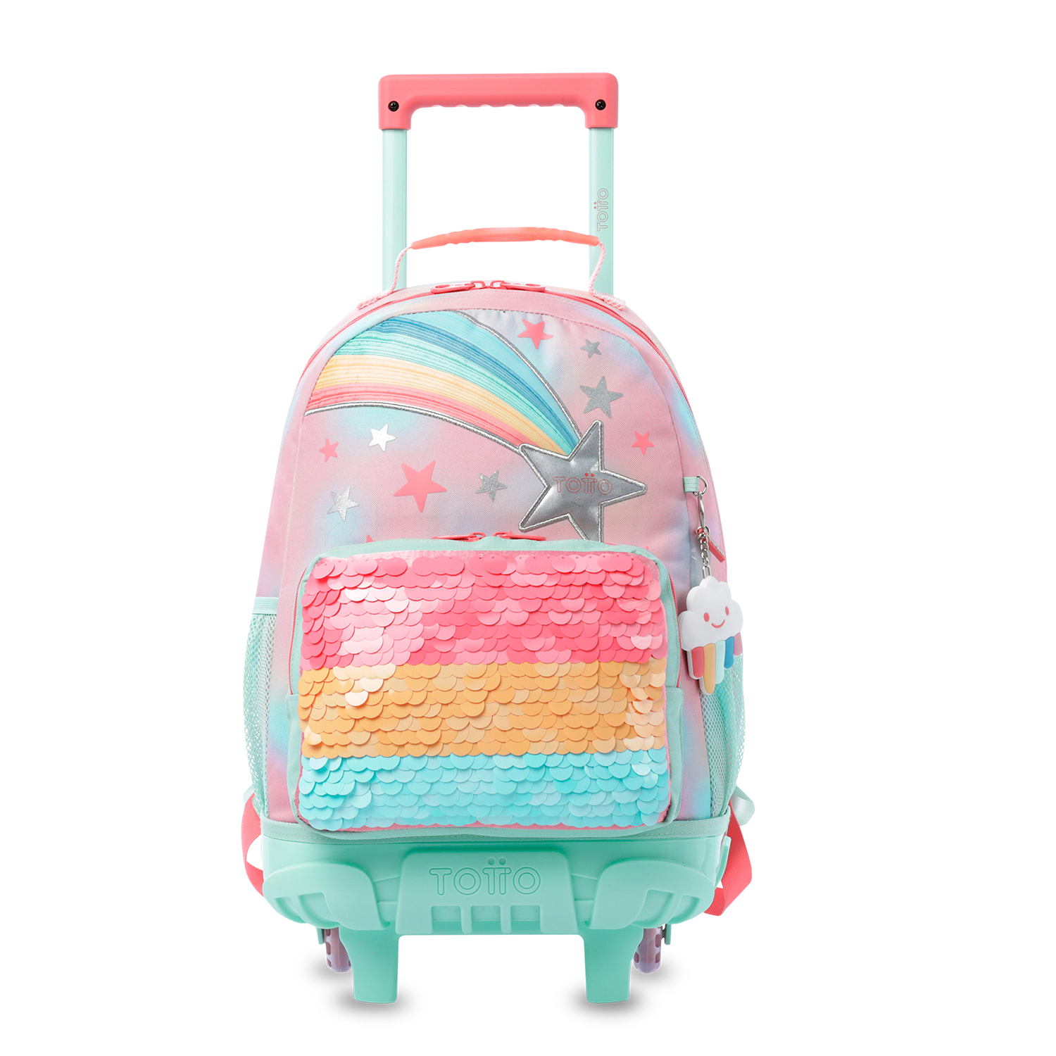 Totto Mochila infantil ruedas Rainbow Star M Material: Poliéster 29.5 x 41.5 x 19 cm