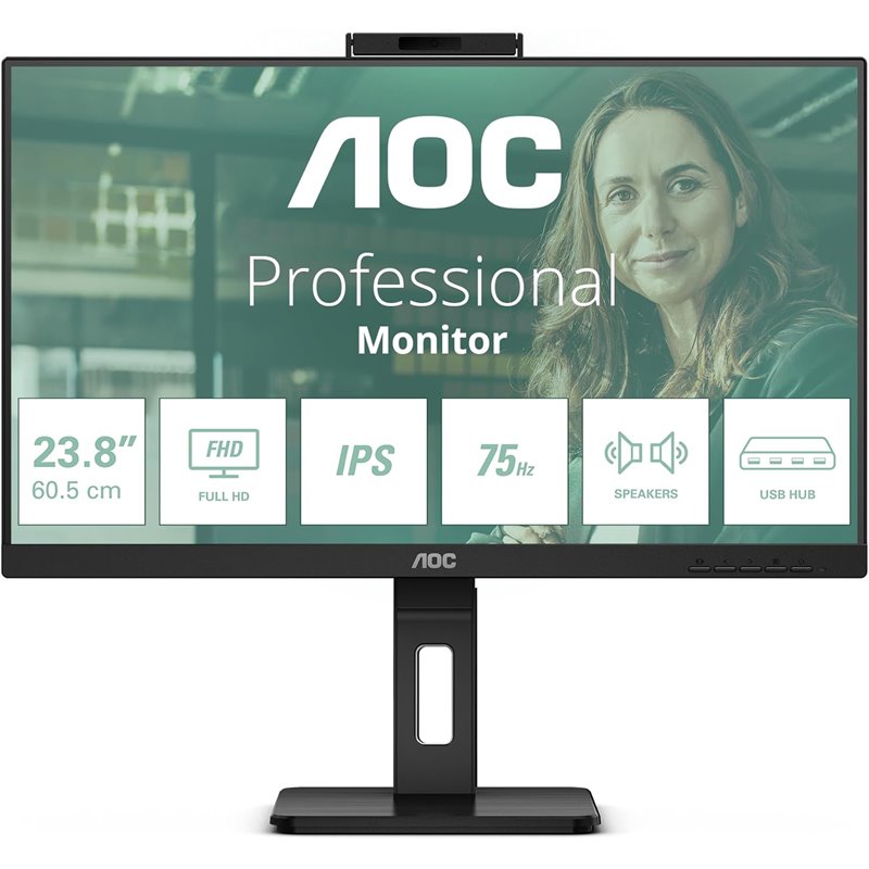 Monitor AOC 24P3QW 23.8" LED IPS FullHD 75Hz cámara web