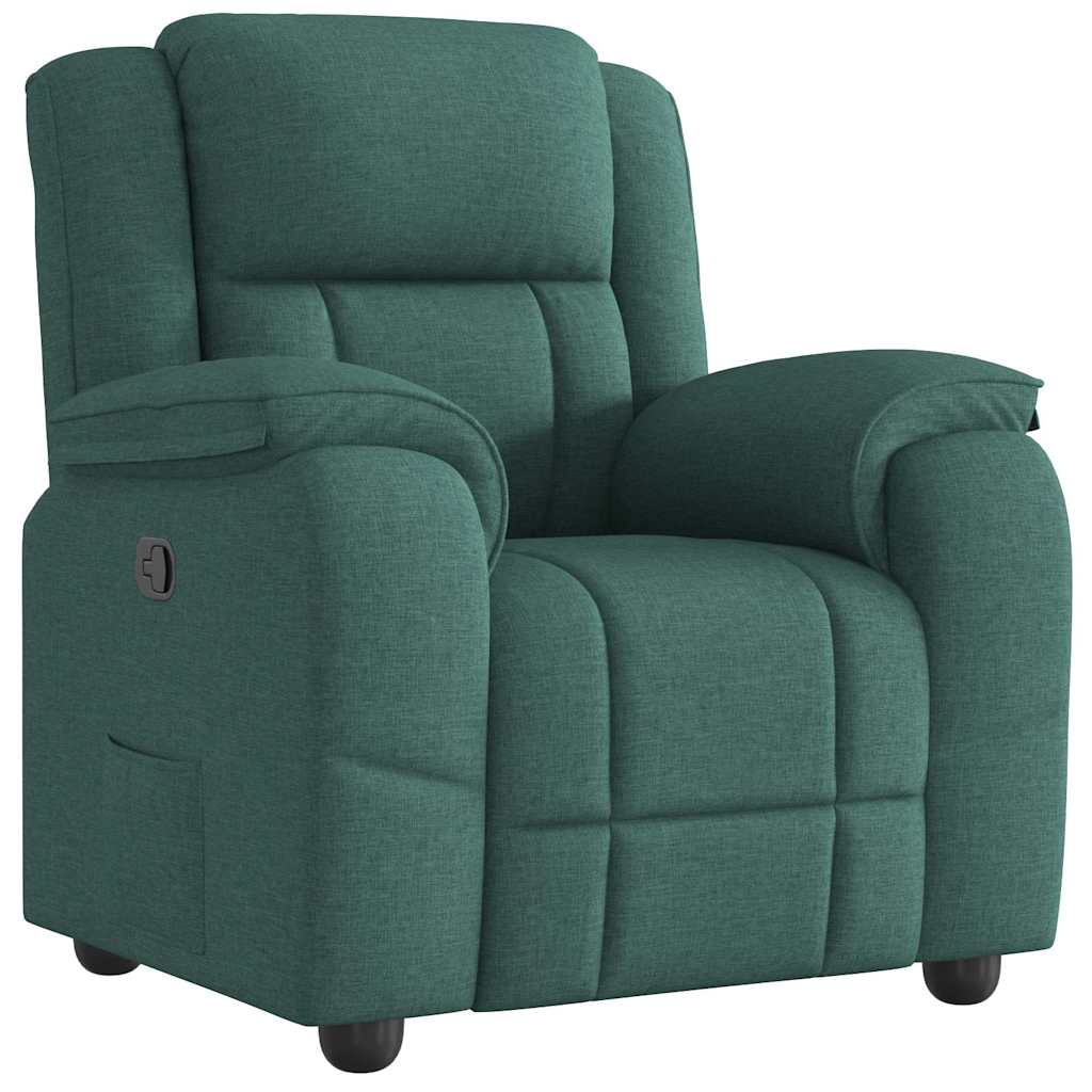 vidaXL Sillón reclinable de tela verde oscuro