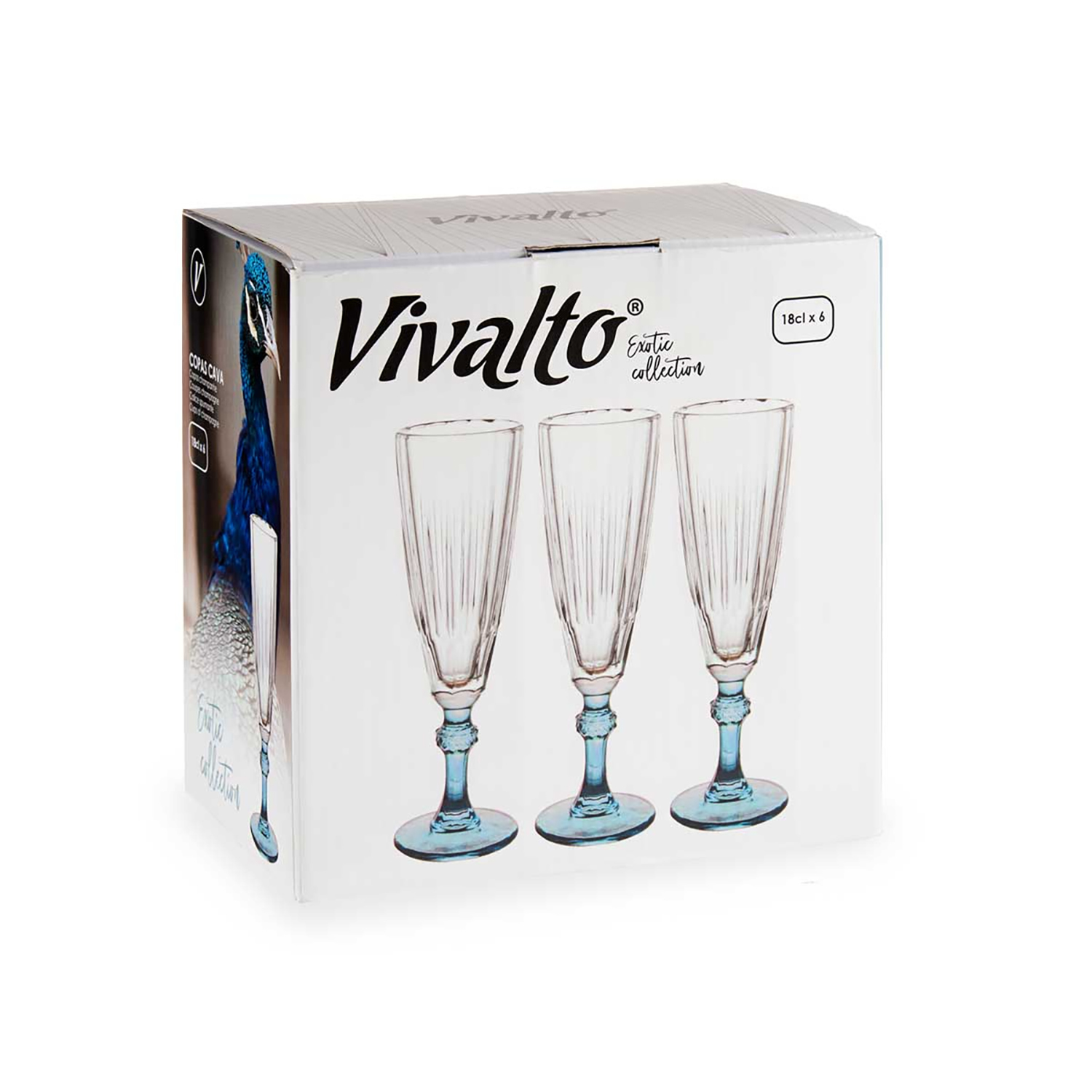 DAM PACK 6 COPAS CAVA COLOR AZUL 170ML 6,5x6,5x20 Cm. Color: Azul