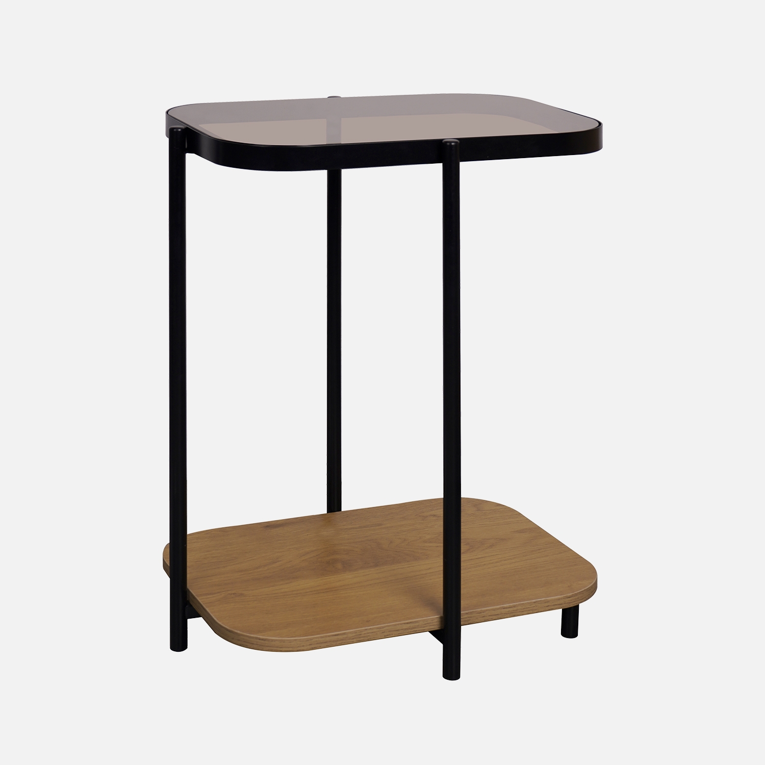 sweeek - Mesa auxiliar vintage de metal negro con 2 tableros , Smooky , 48x37x60