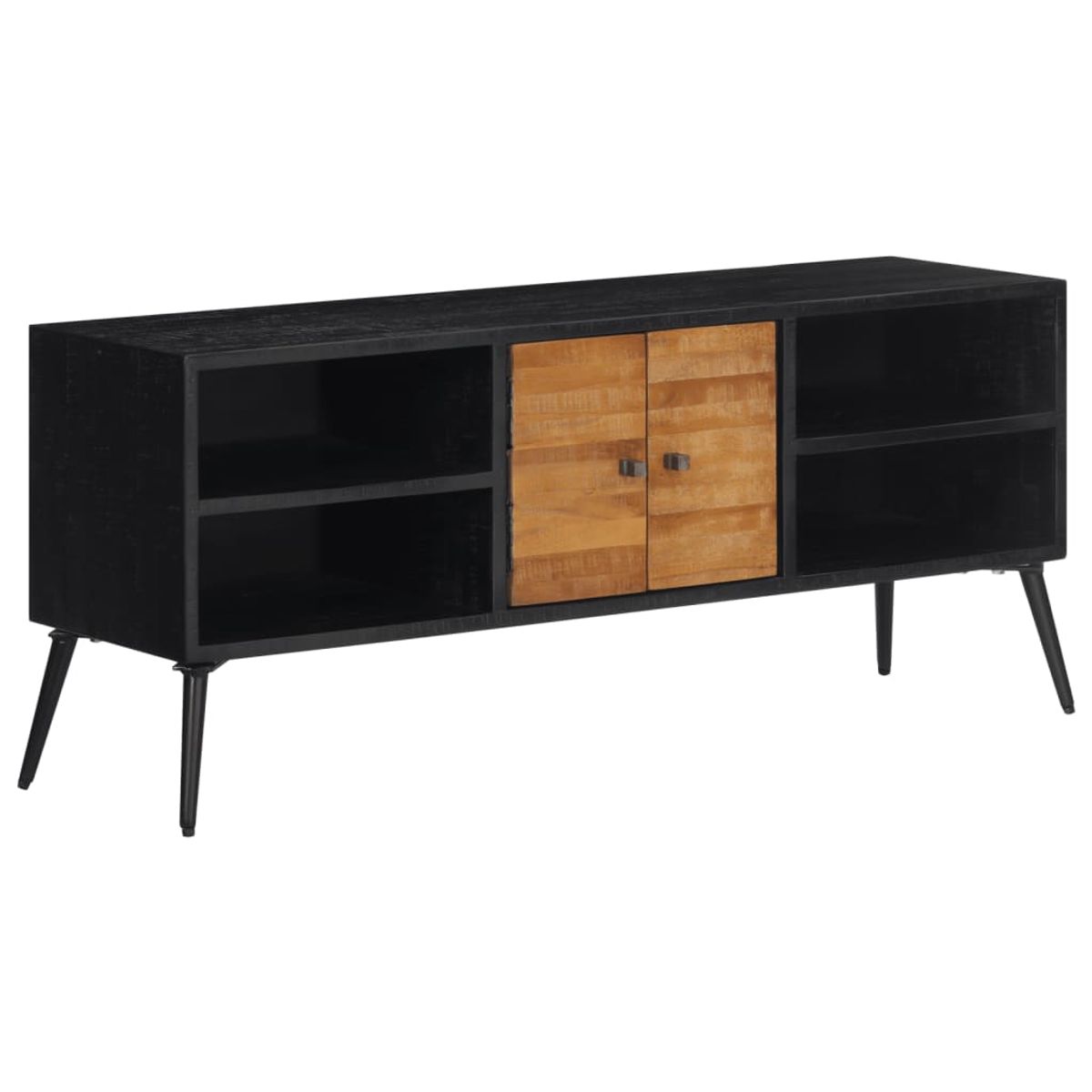 Mueble bajo de TV Márquez 4 módulos + 2 puertas negro/natural
