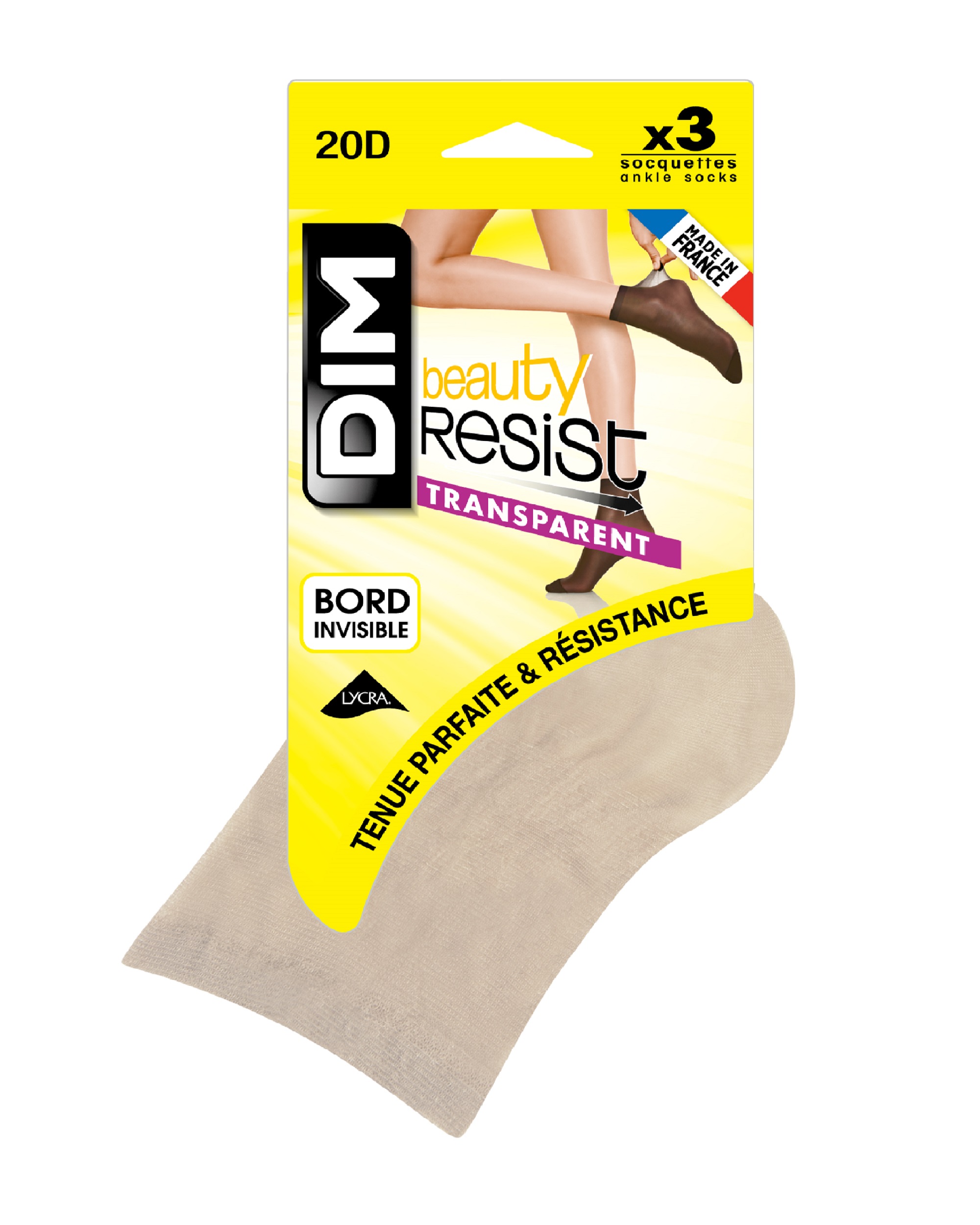 Dim Pack de 3 tobilleros transparentes con puntera reforzada stop malla