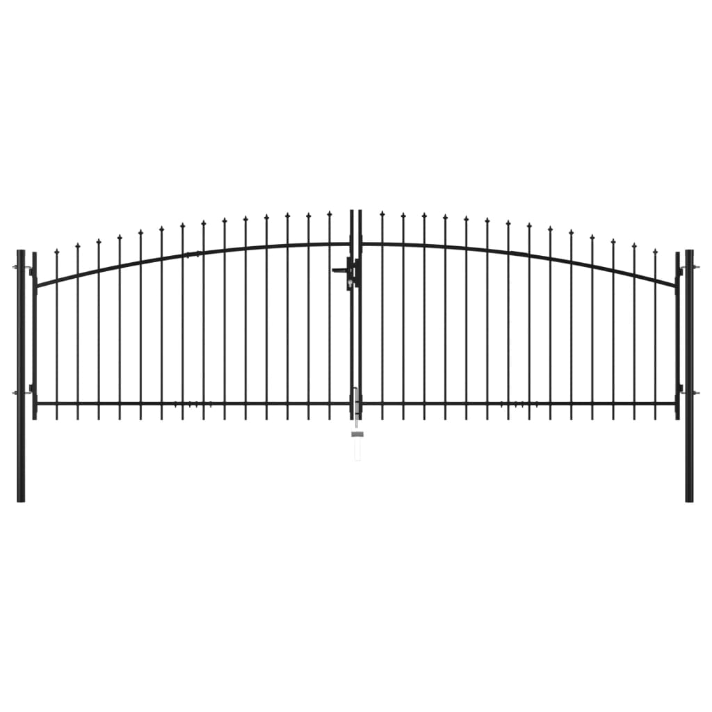 vidaXL Puerta Doble para Valla con Puntas de Lanza de Cerca Jardín Dimensiones 400 x 175 cm,  400 x 200 cm,  400 x 225 cm y mas