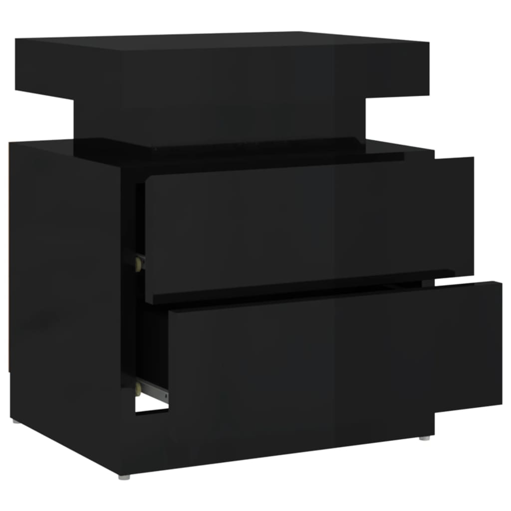 vidaXL Mesita de noche madera de ingeniería negro brillo 45x35x52 cm