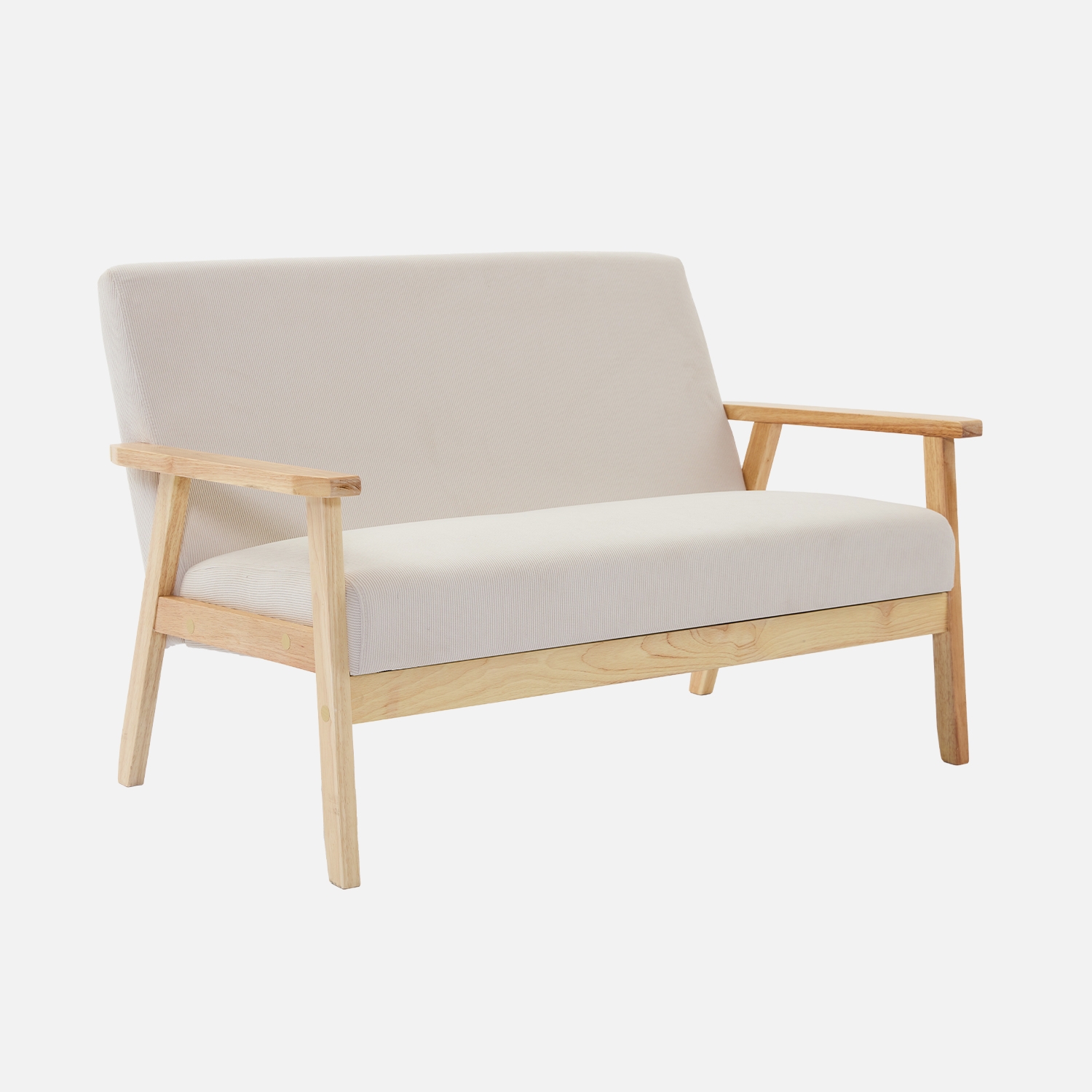 sweeek - Sofá-banco de pana con patas de madera,  2 plazas , Isak pana , 114x69x73