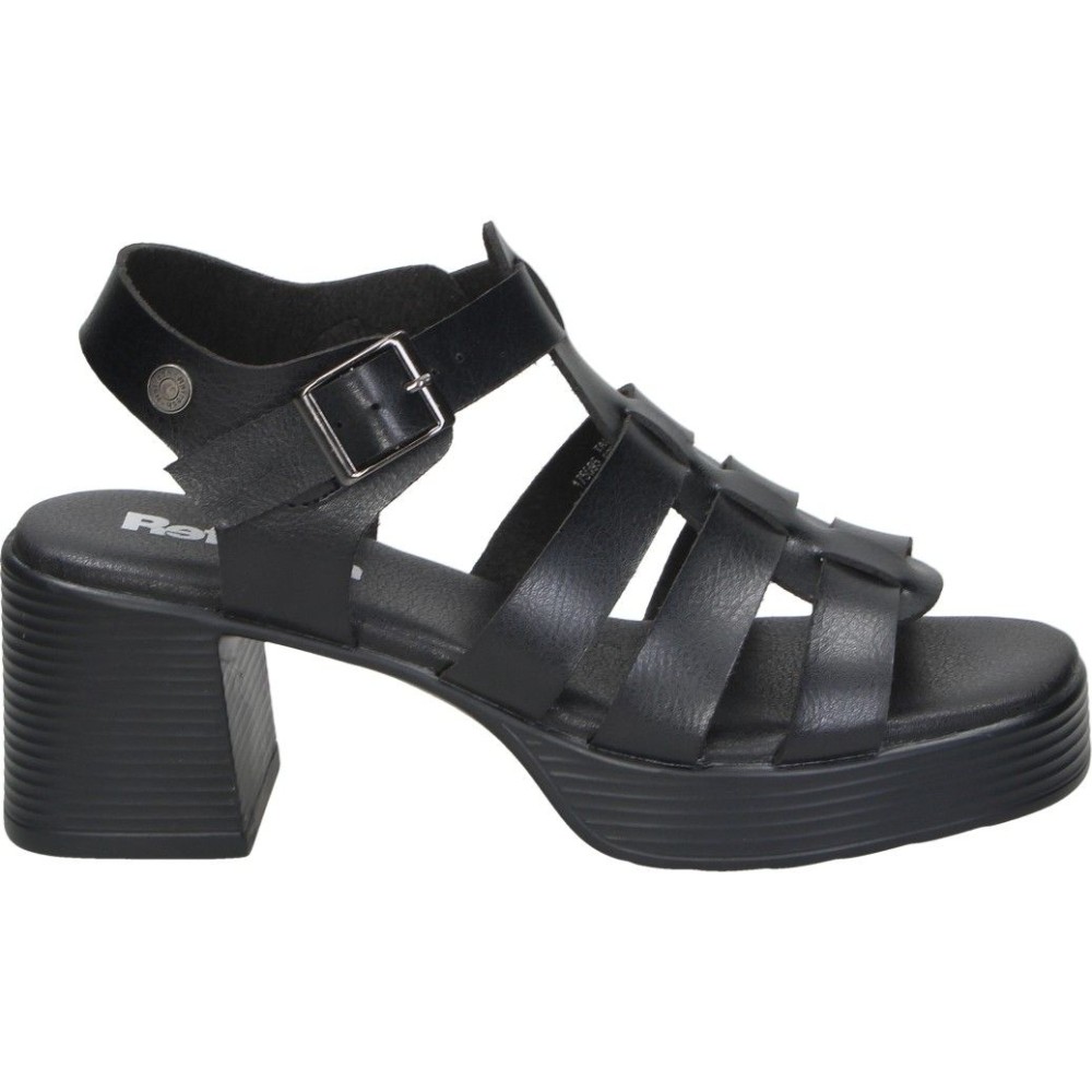 REFRESH | Sandalias de Tacón Refresh para Mujer – Cangrejera en Color Negro – Sandalia Estilosa con Hebilla – Tacón Alto y con Plataforma – Cómodas y Versátiles – Combinables – Vegan – Modelo 175095