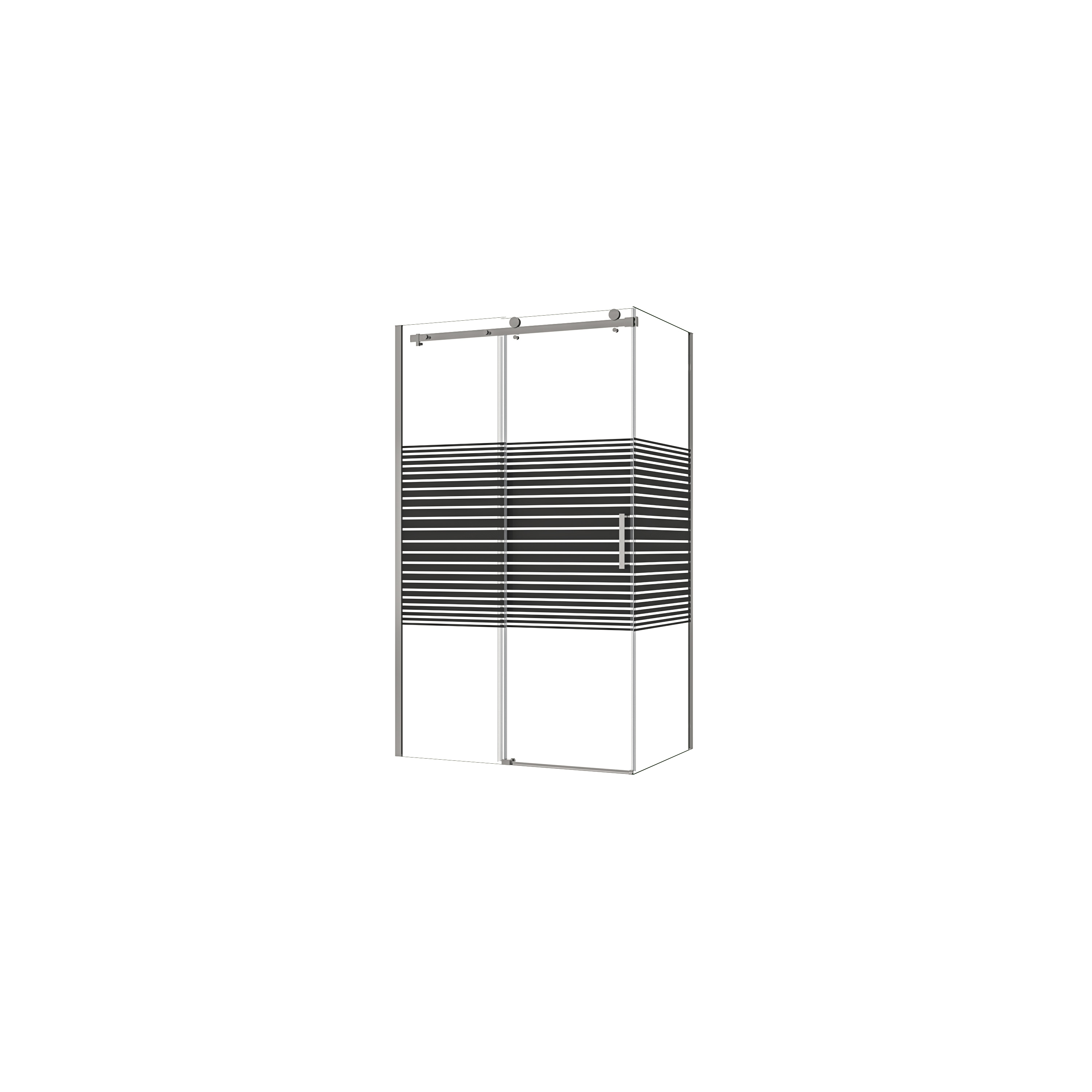 AICA Mampara de Ducha Corredera Frontal con un Panel Lateral PERFIL NEGRO MATE Vidrio Templado Serigrafiado 8mm Antical (1175-1195)x(683-703)x2000mm