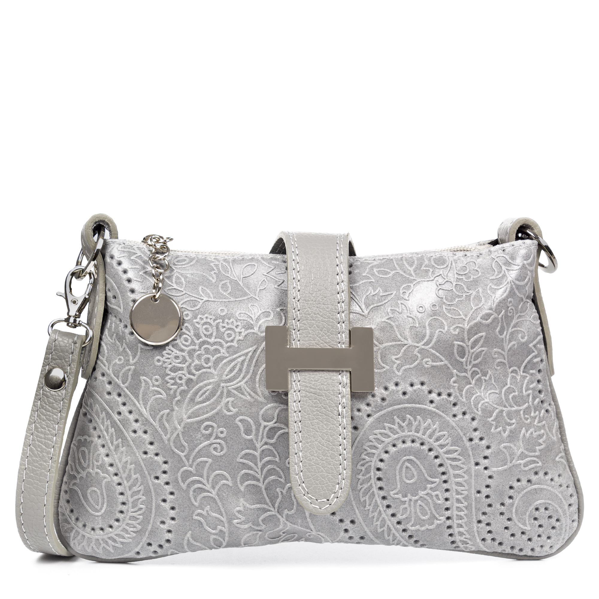 Firenze Artegiani. Allerona Bolso de mano Mujer.Piel auténtica Gamuza Grabado Arabesco. Made in Italy. Vera Pelle Italiana.