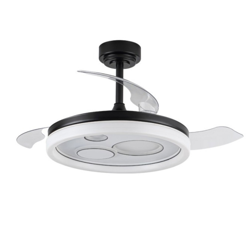 Akunadecor - Akunadecor - Ventilador Negro Modelo Magallanes Motor Dc, Led Integrado Y Temporizador