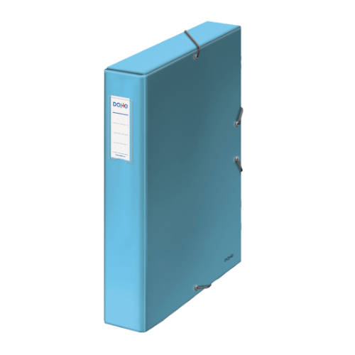 DOHE - Cajas de proyectos cartón forrado lomo de 5 cm azul claro con etiqueta 245x350x50 dohe