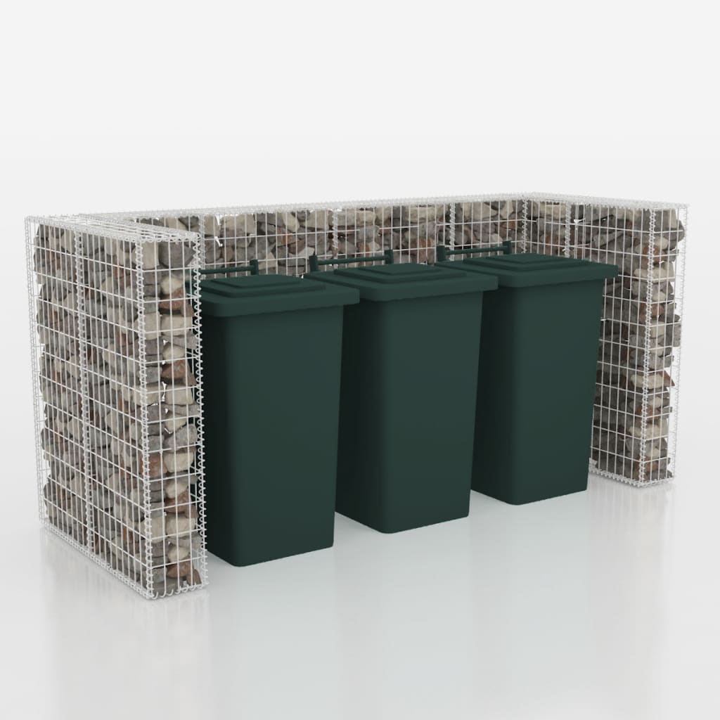 vidaXL Cesta Muro Gaviones Ocultar Basurero Cubo Malla Metálica Dimensiones 110 x 100 x 120 cm, 250 x 100 x 120 cm