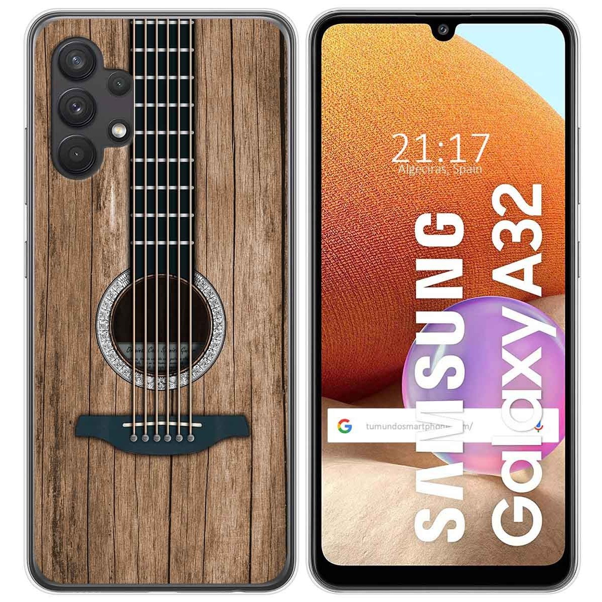 Tumundosmartphone Funda Gel Tpu para Samsung Galaxy A32 4G diseño Madera 11 Dibujos