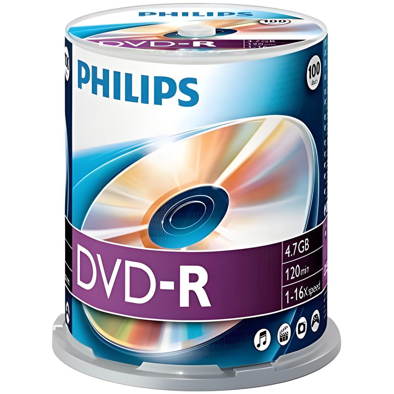 Philips DVD-R 4.7 GB / 120 Min / 16X Tarrina (100 Disc)