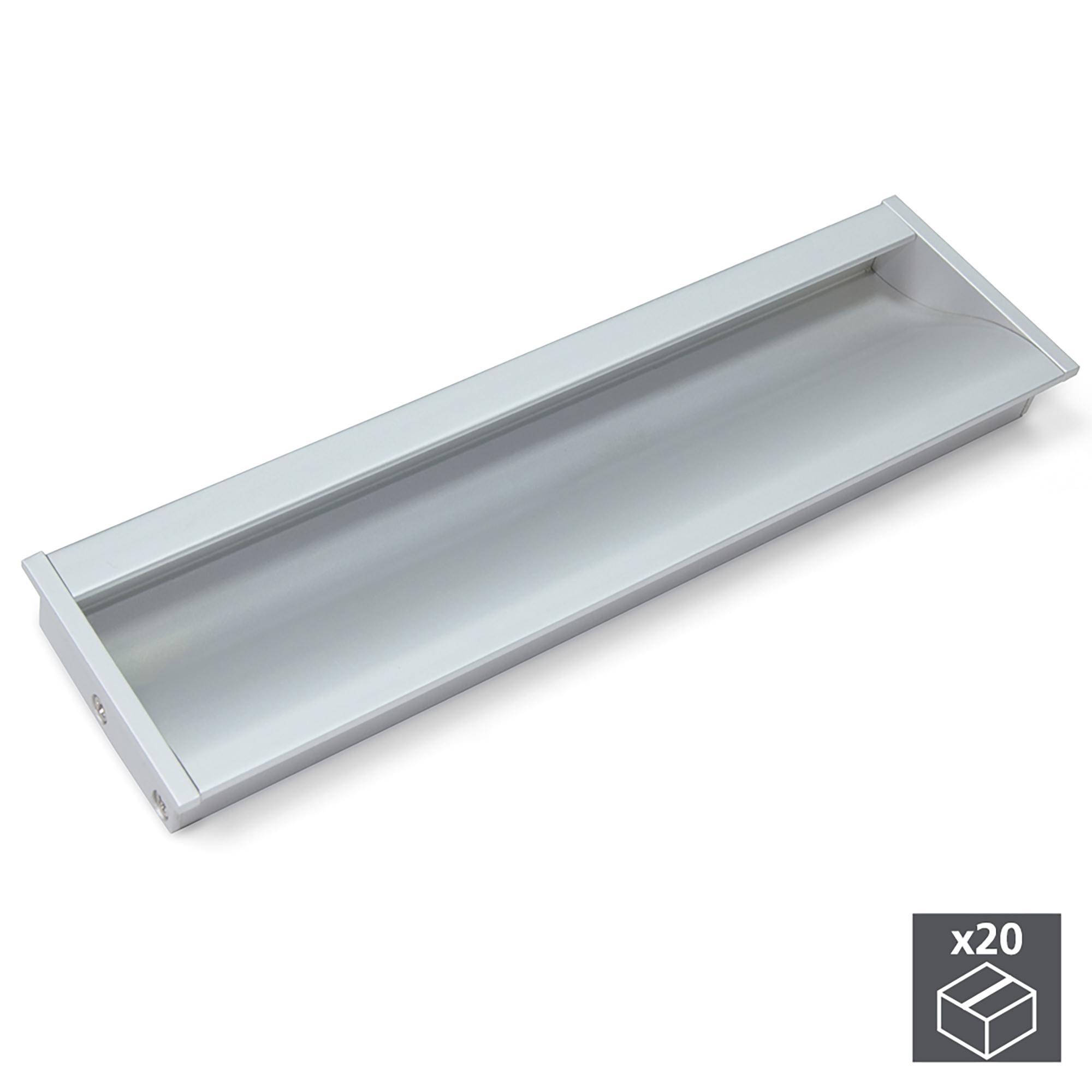 Lote de 20 tiradores para mueble bologna, l190mm, intereje 160mm, aluminio, anodizado mate