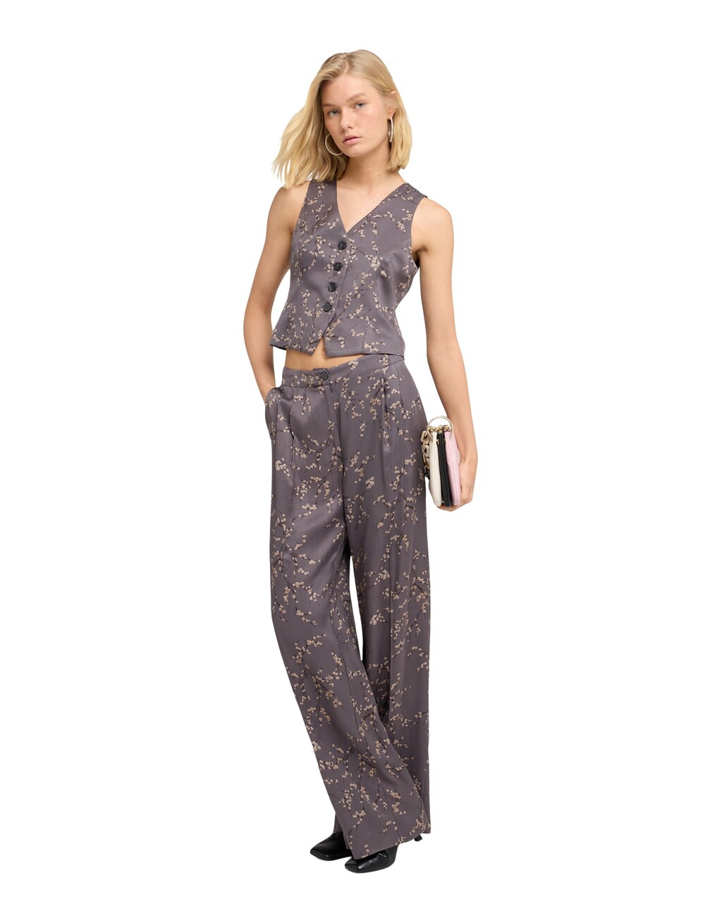 Motivi - Pantalones palazzo de twill de viscosa con estampado de flores